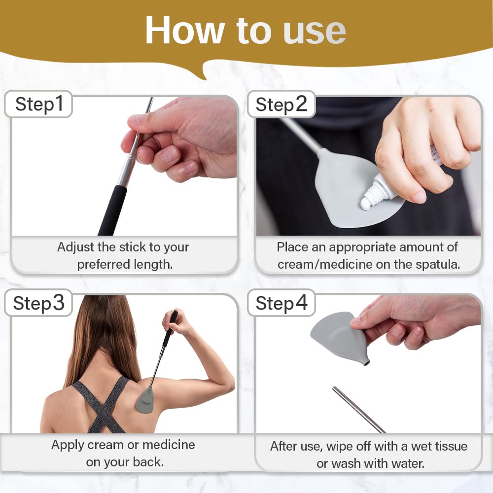 ROUNDS Cream Applicator Back Telescopic Stick โ Easy Reach for Lotion, Ointment & Sunscreen