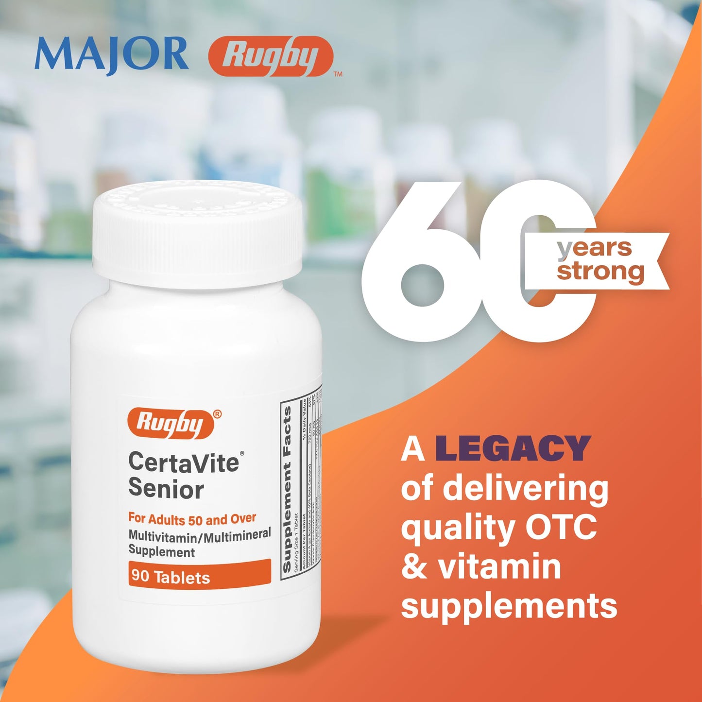 Rugby CertaVite Senior Multivitamin/Multimineral for Adults 50+ โ 90 Tablets (1 Pack)