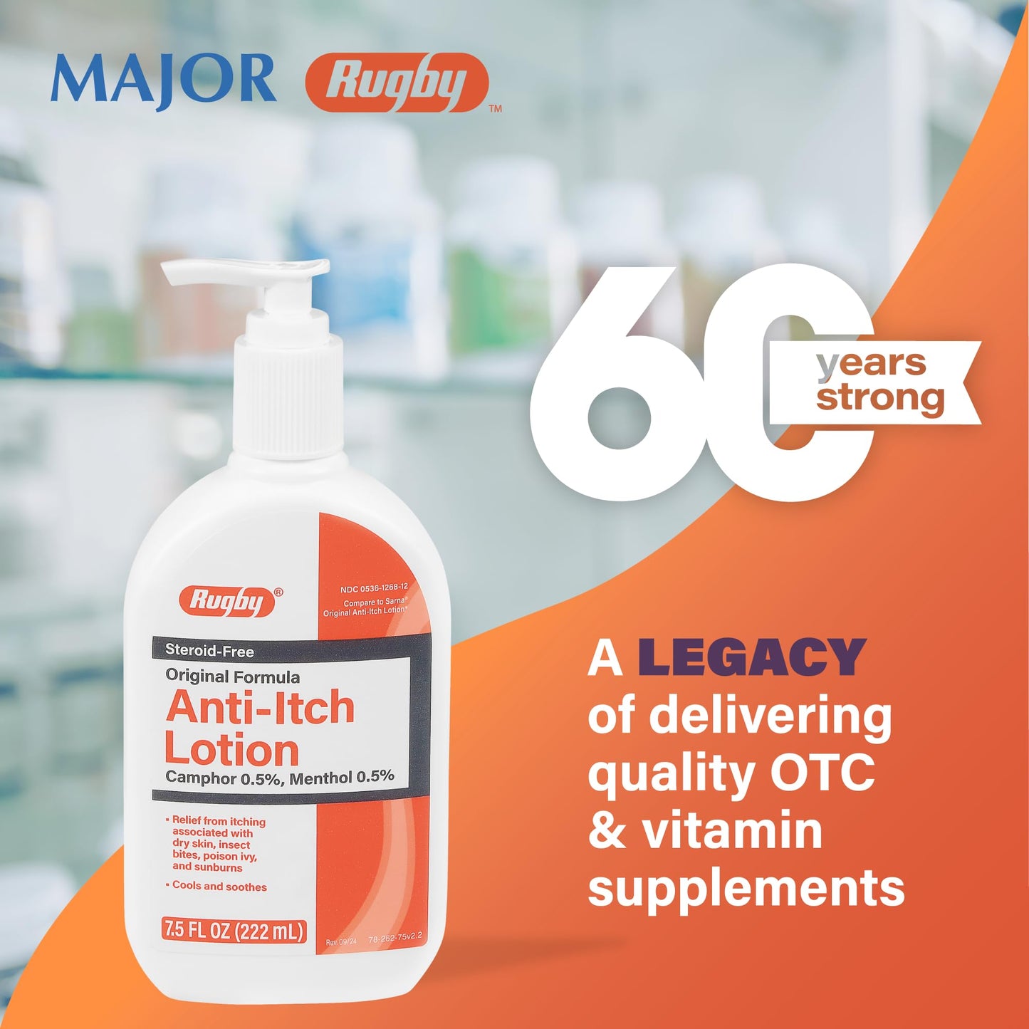 Rugby Anti-Itch Lotion โ Camphor 0.5% & Menthol 0.5% | Cooling Relief 7.5 oz