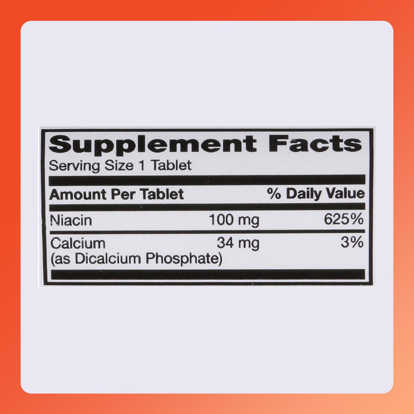 Rugby Niacin 100mg โ Niacin Tablets with Calcium (Dietary Supplement, 100 Count)