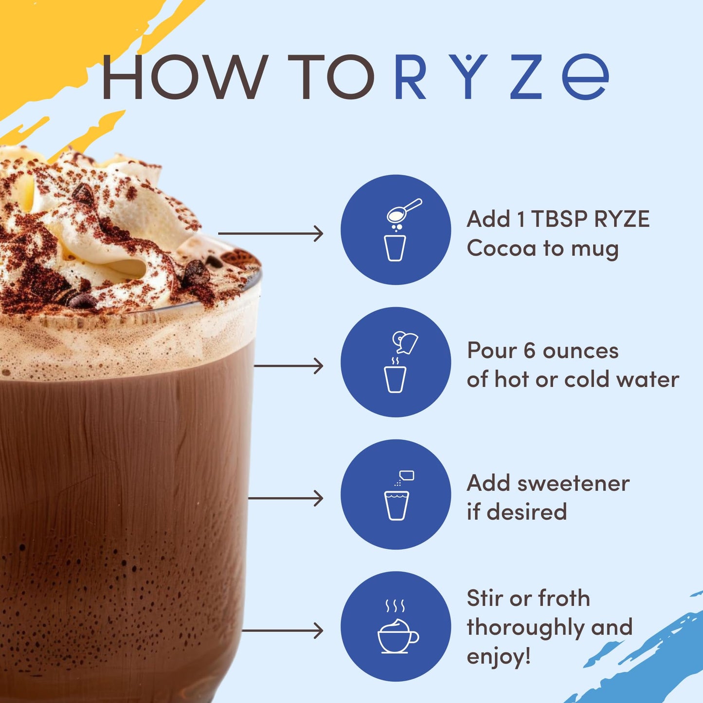 RYZE SUPERFOODS Mushroom Hot Cocoa with Melatonin Sleep Support โ Keto Cocoa Powder, 20 Servings