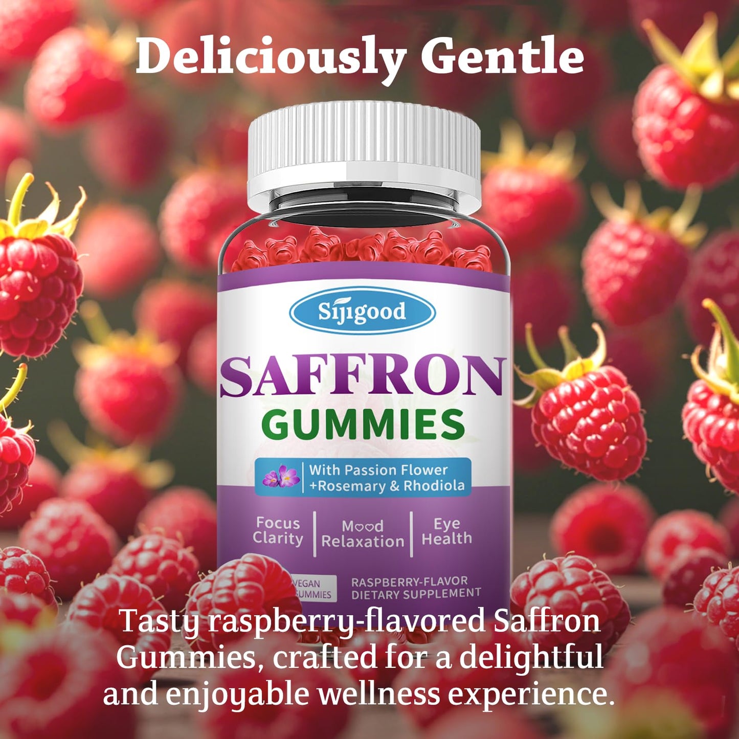 Saffron Gummies Sugar Free Mood Support โ Raspberry Flavor (60 Count)