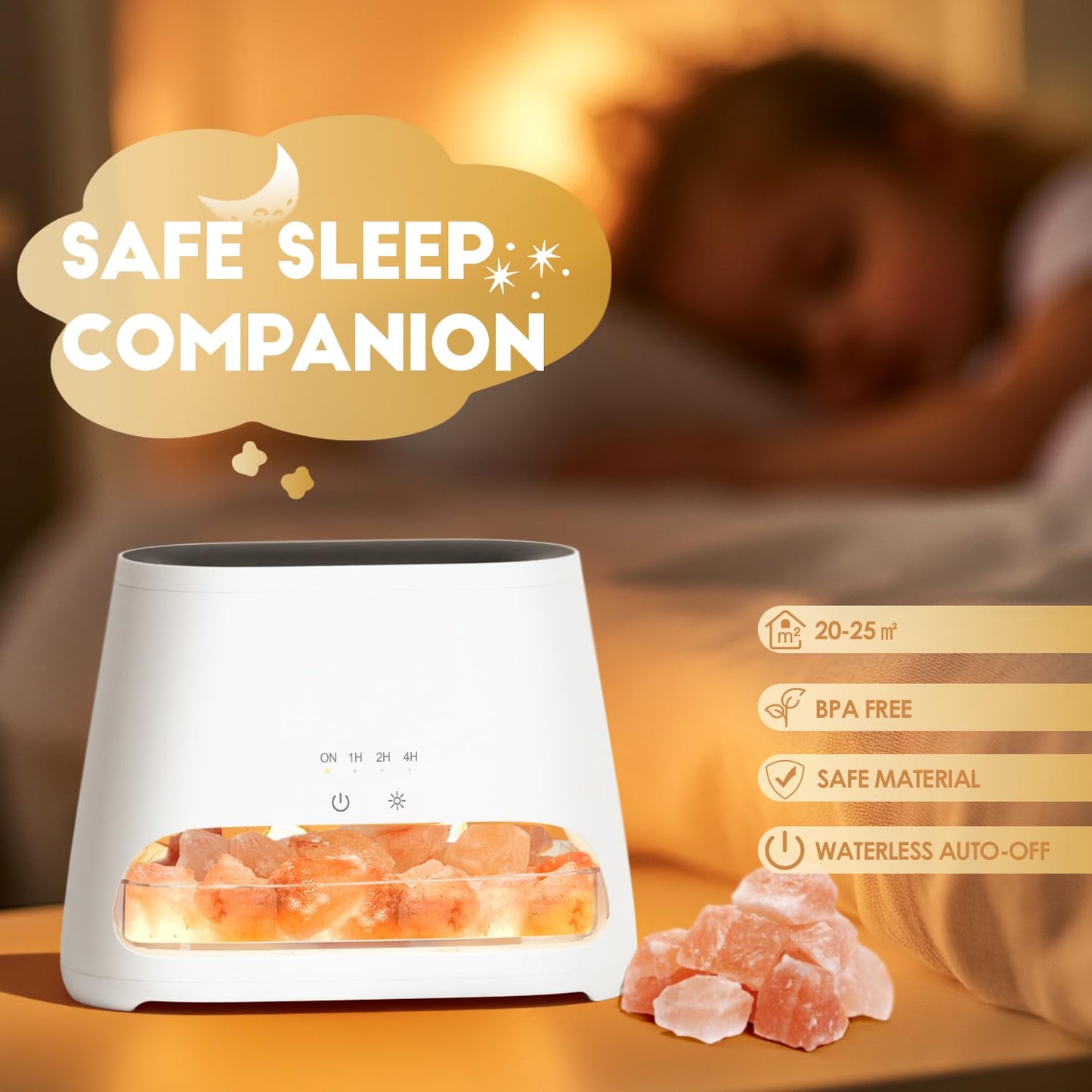SALKING Colorful Flame Diffuser Humidifier and Himalayan Salt Lamp โ 7-Color Oil Diffuser, 150ml, Ultra-Quiet