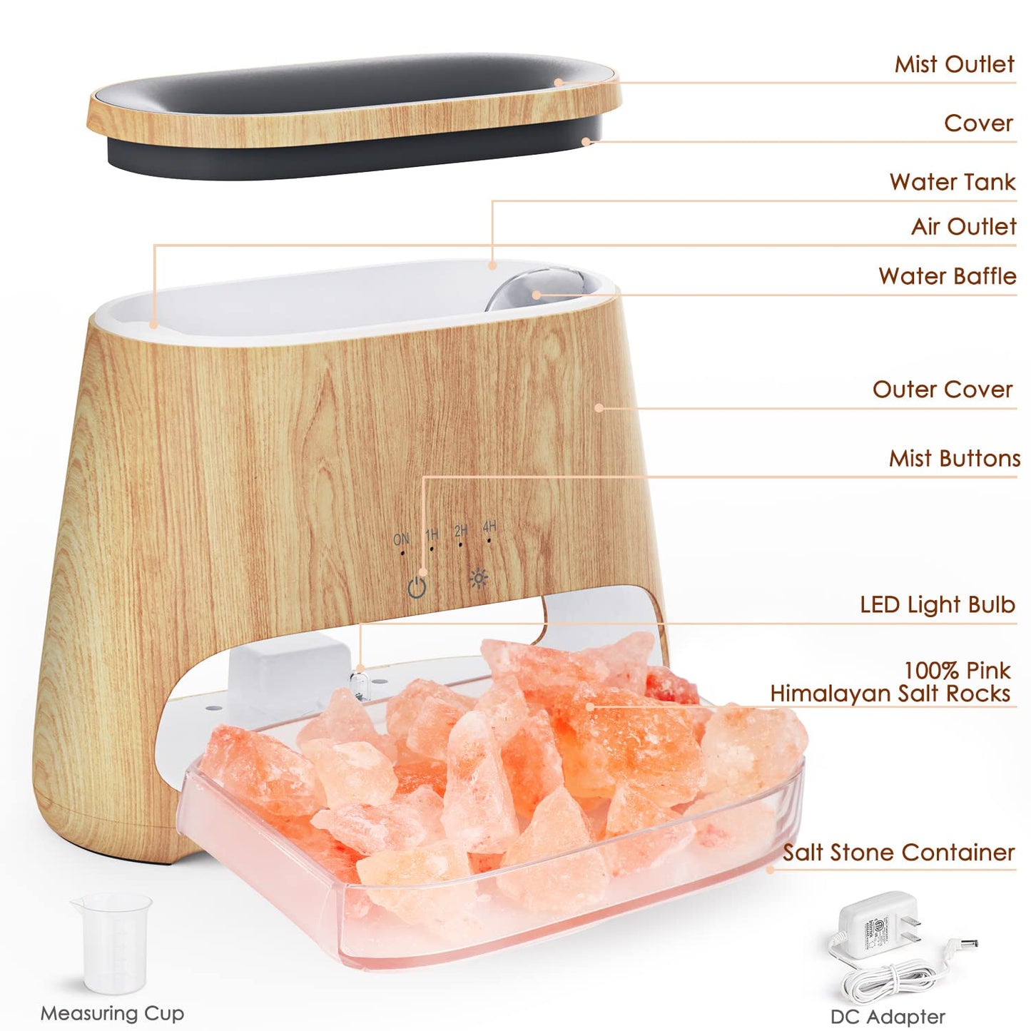 SALKING 2-in-1 Himalayan Salt Lamp & Essential Oil Diffuser โ 150ml, Auto Off