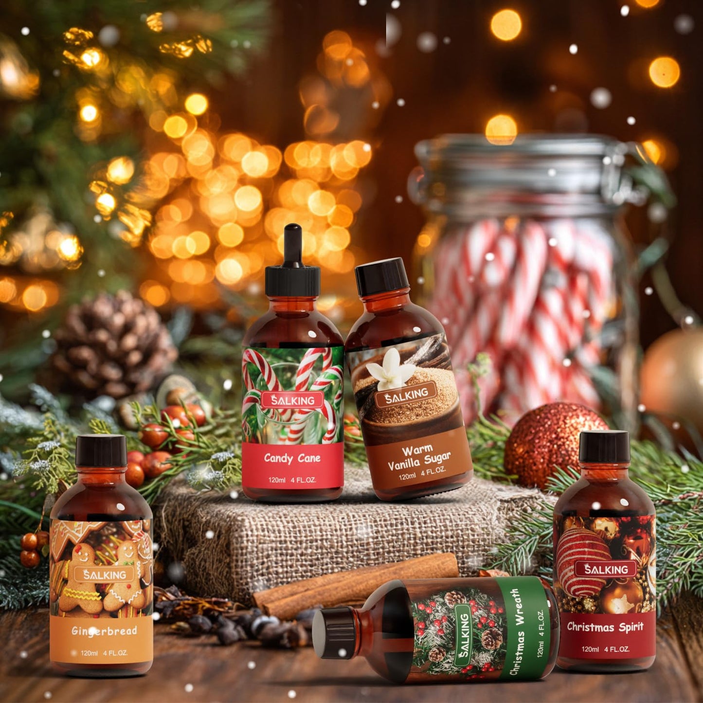 SALKING Candy Cane Fragrance Oil 120ml | Premium Diffuser, Candle & Soap Making Essential Oil