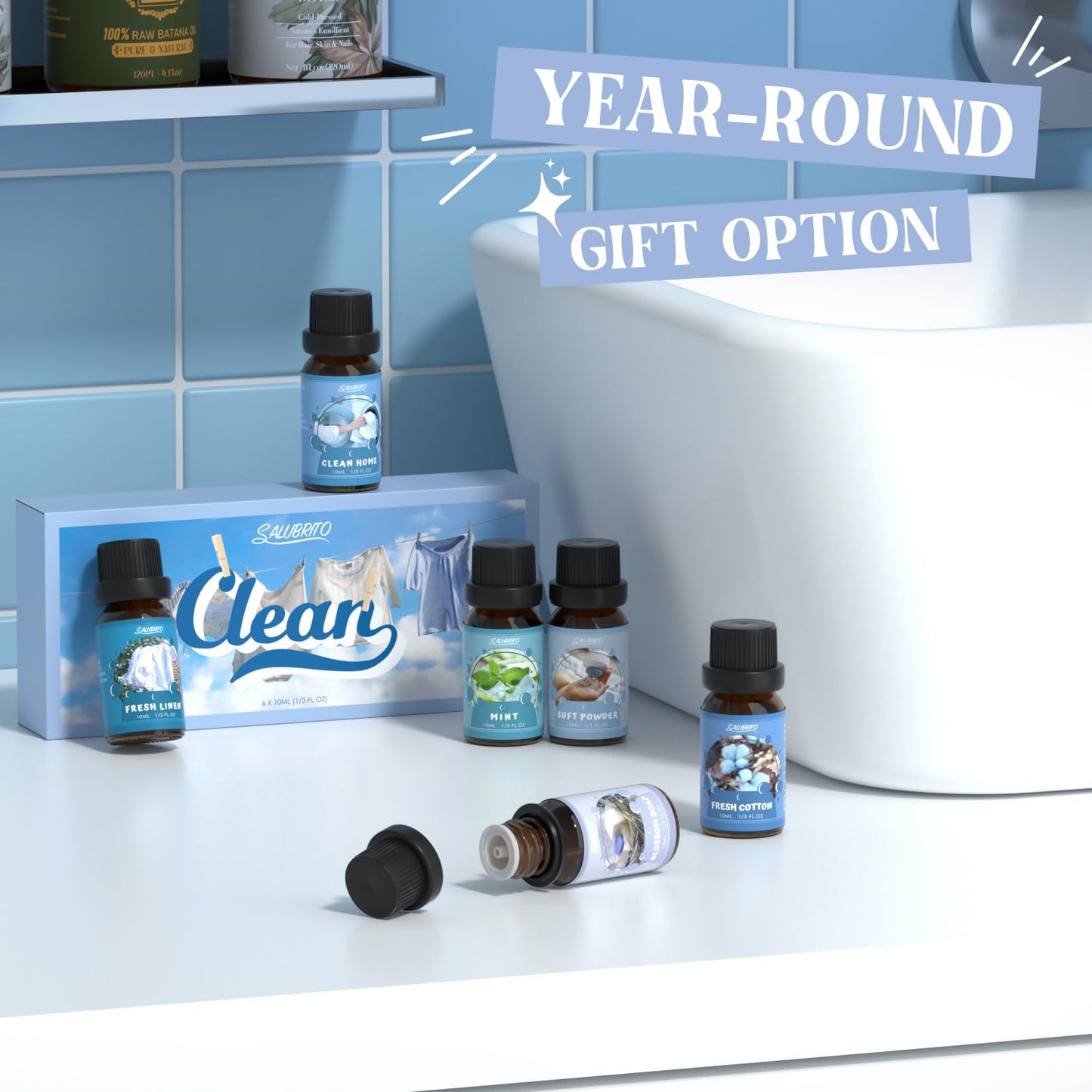 SALUBRITO Clean Fragrance Oils Set โ Premium Essential Oils for Diffuser, Candle & DIY