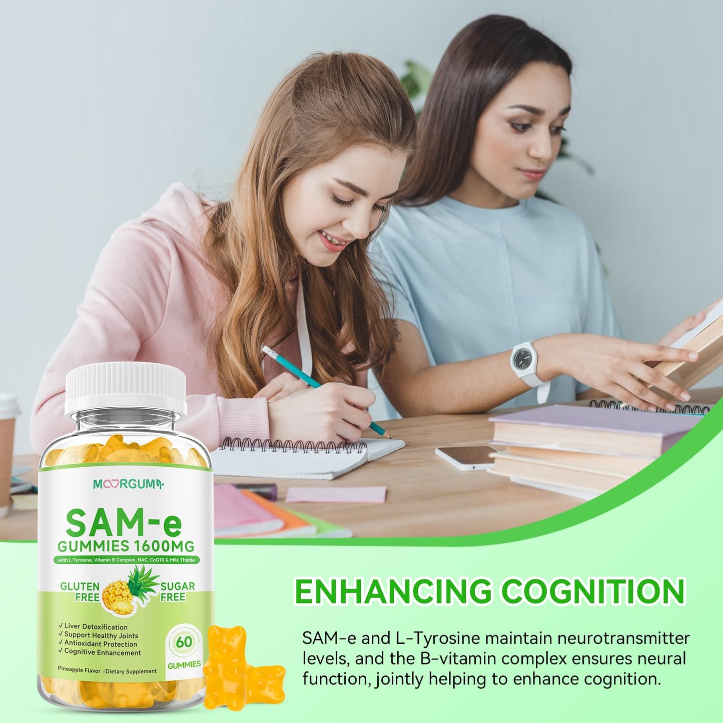 SAM-e L-Tyrosine Gummies with NAC, CoQ10 & Vitamin B โ 1600mg SAM-e