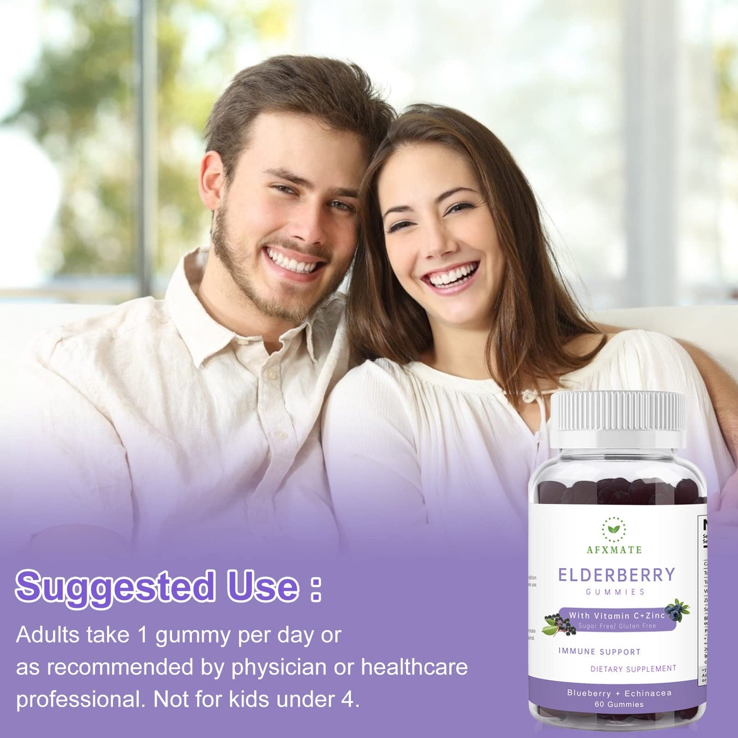 Sambucus Elderberry Gummies with Zinc & Vitamin C โ Sugar Free Immune Support (2-Pack)