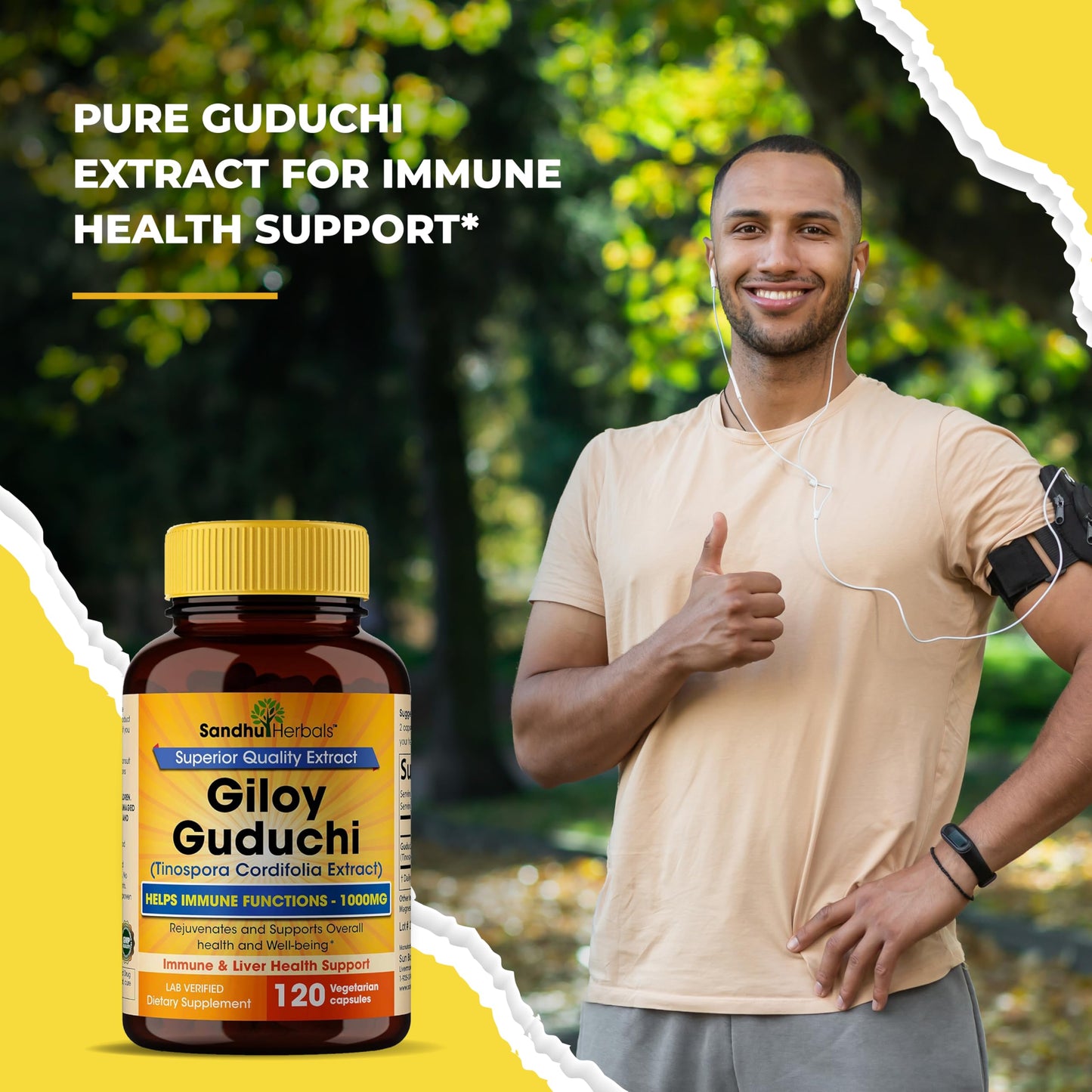 SANDHUHERBALS Organic Giloy (Guduchi) Powder โ 120 Vegetarian Capsules | Immune Support & Digestion | Made in USA