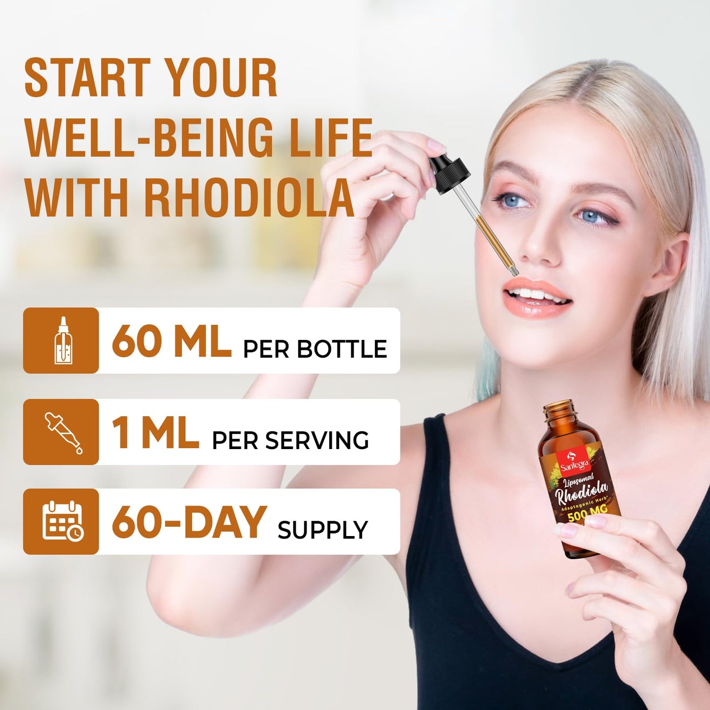 Santegra 57,000mg Liposomal Rhodiola Rosea with Ashwagandha β 360ml Liquid