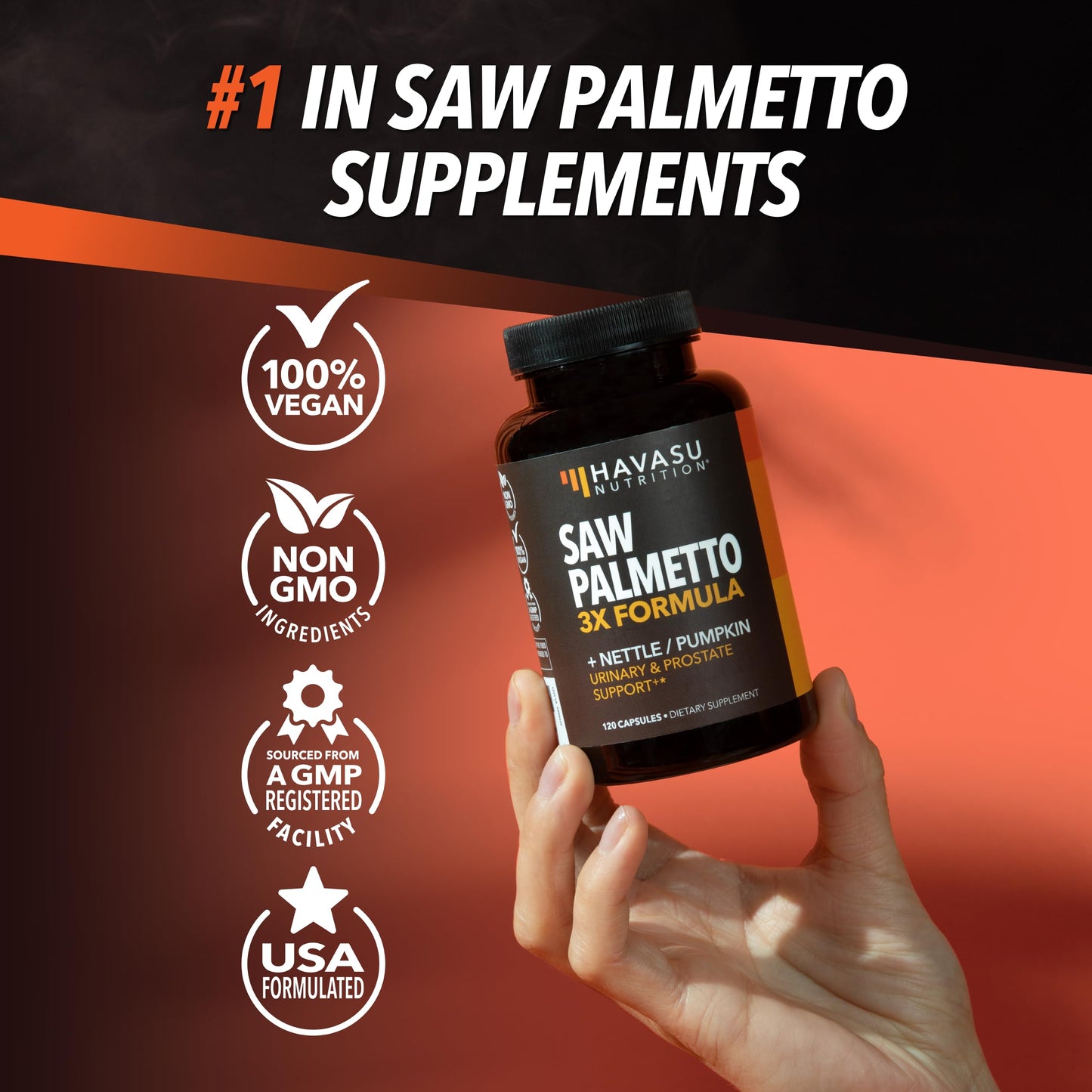 Saw Palmetto + Stinging Nettle & Pumpkin Seed β DHT Blocker for Prostate Health (2-Month Supply, Vegan)