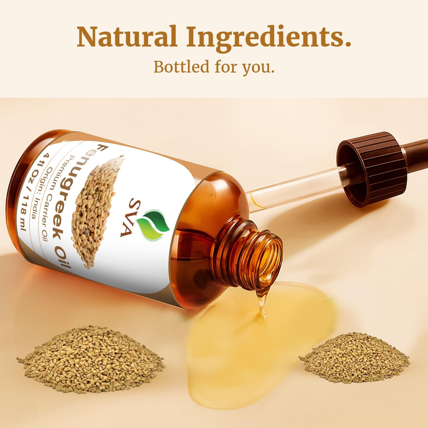 SVA Fenugreek Oil 4oz (118ml) โ Premium Carrier Oil for Hair, Scalp & Skin Care (Dropper)