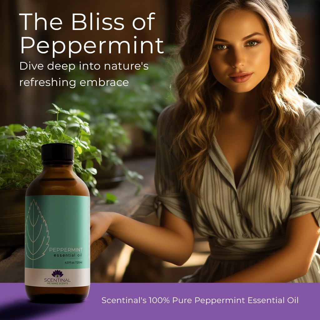 Scentinal Premium Essential Oil Kit – 4oz (120ml) Eyedropper – 100% Pure Peppermint, Lavender & Eucalyptus