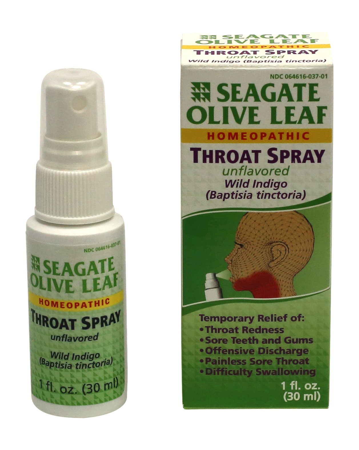 Seagate Olive Leaf Homeopathic Throat Spray - Unflavored, 1 oz (Pack of 1)