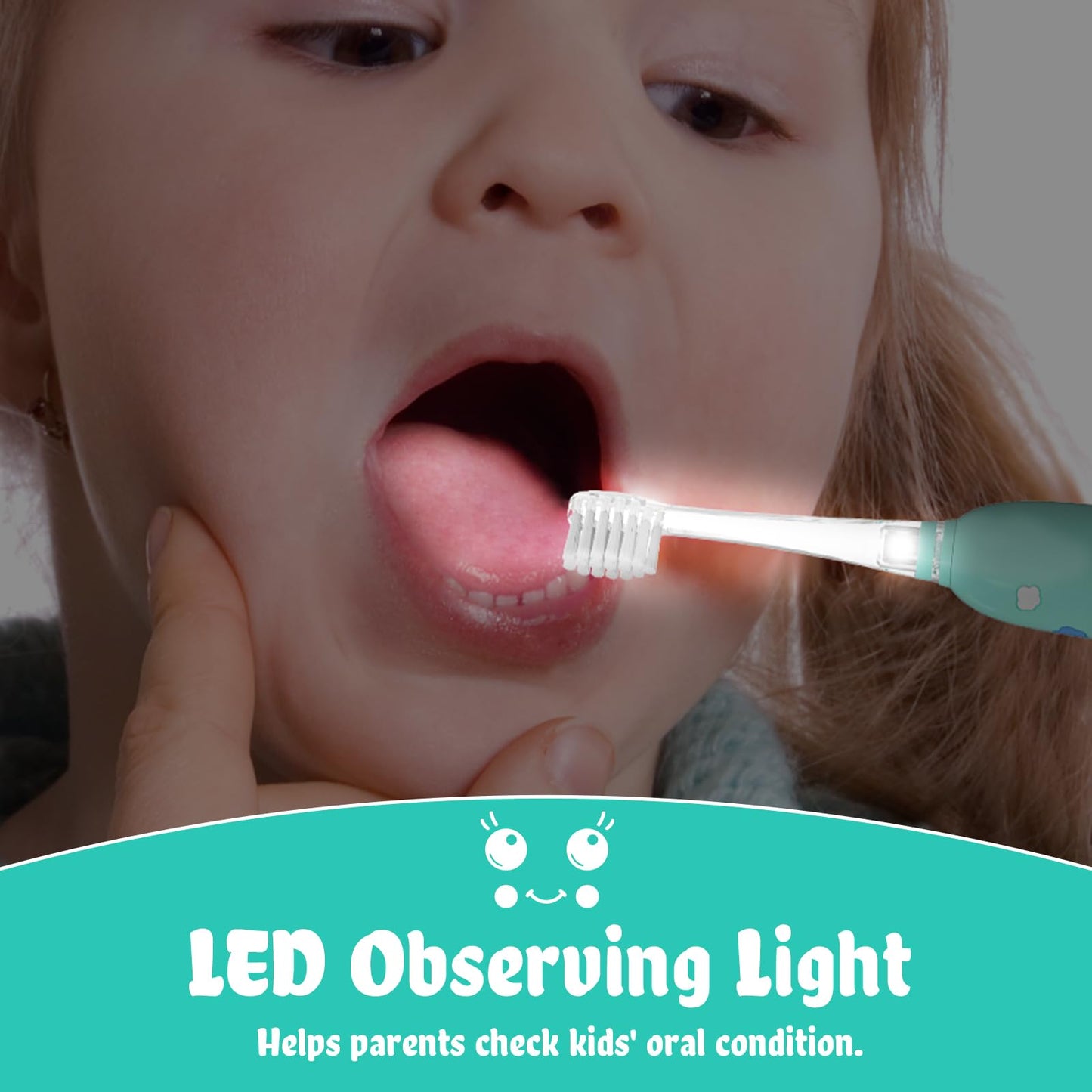 SEAGO Kids Electric Toothbrushes โ Rechargeable Toddler Toothbrush (2-6), Magnetic Charging, LED Light, 8 Heads, Blue