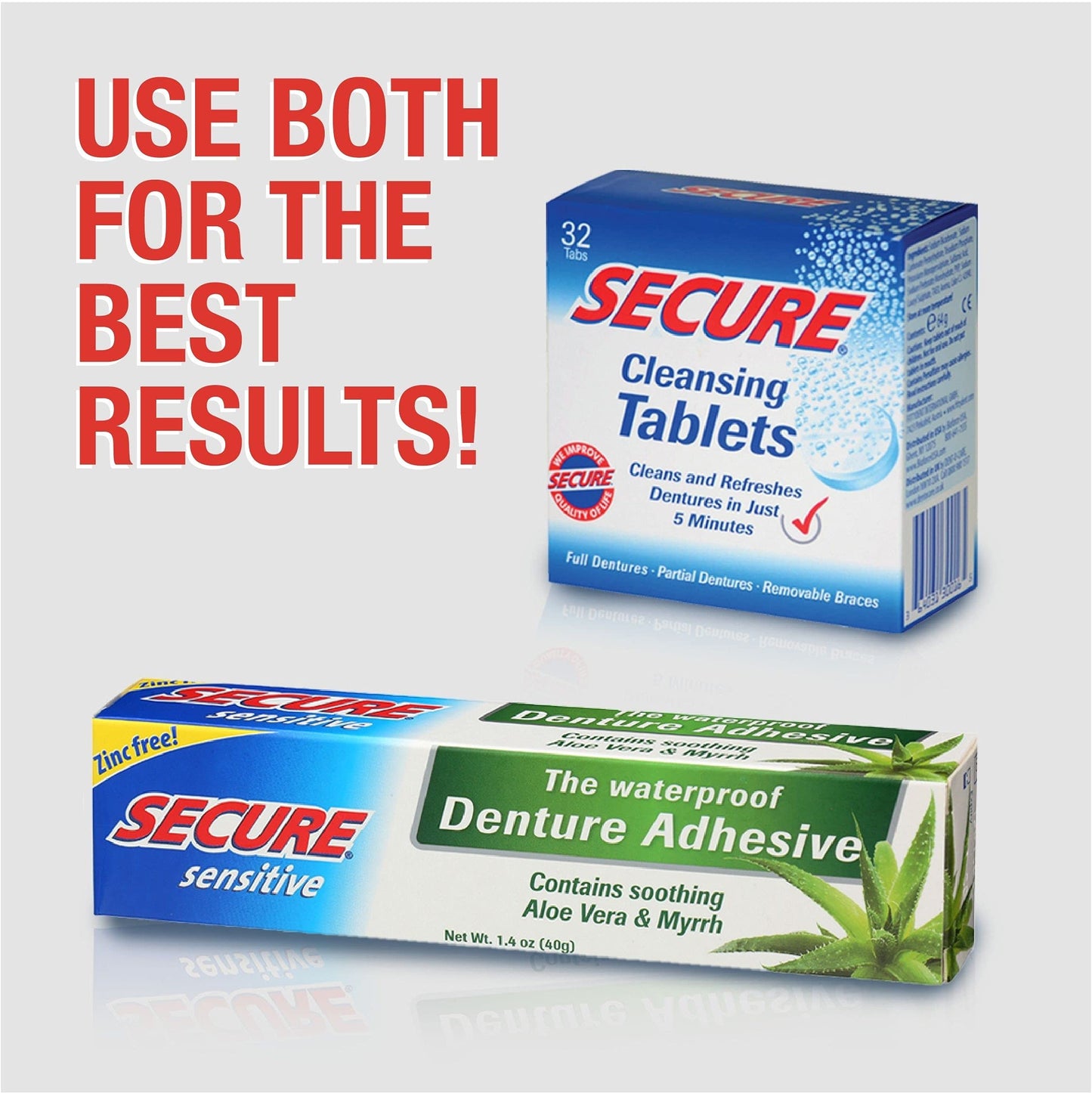 Secure Denture Bonding Adhesive Zinc 1 oz โ Sensitive Gum Formula