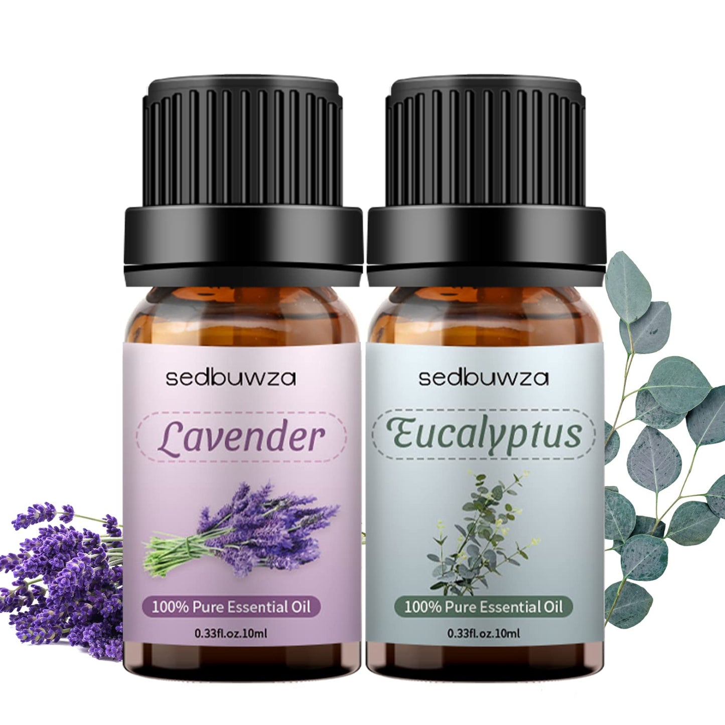 Sedbuwza Lavender & Eucalyptus Essential Oil Set โ 2 x 10 ml | Diffuser, Aromatherapy, Soap & Candle Making