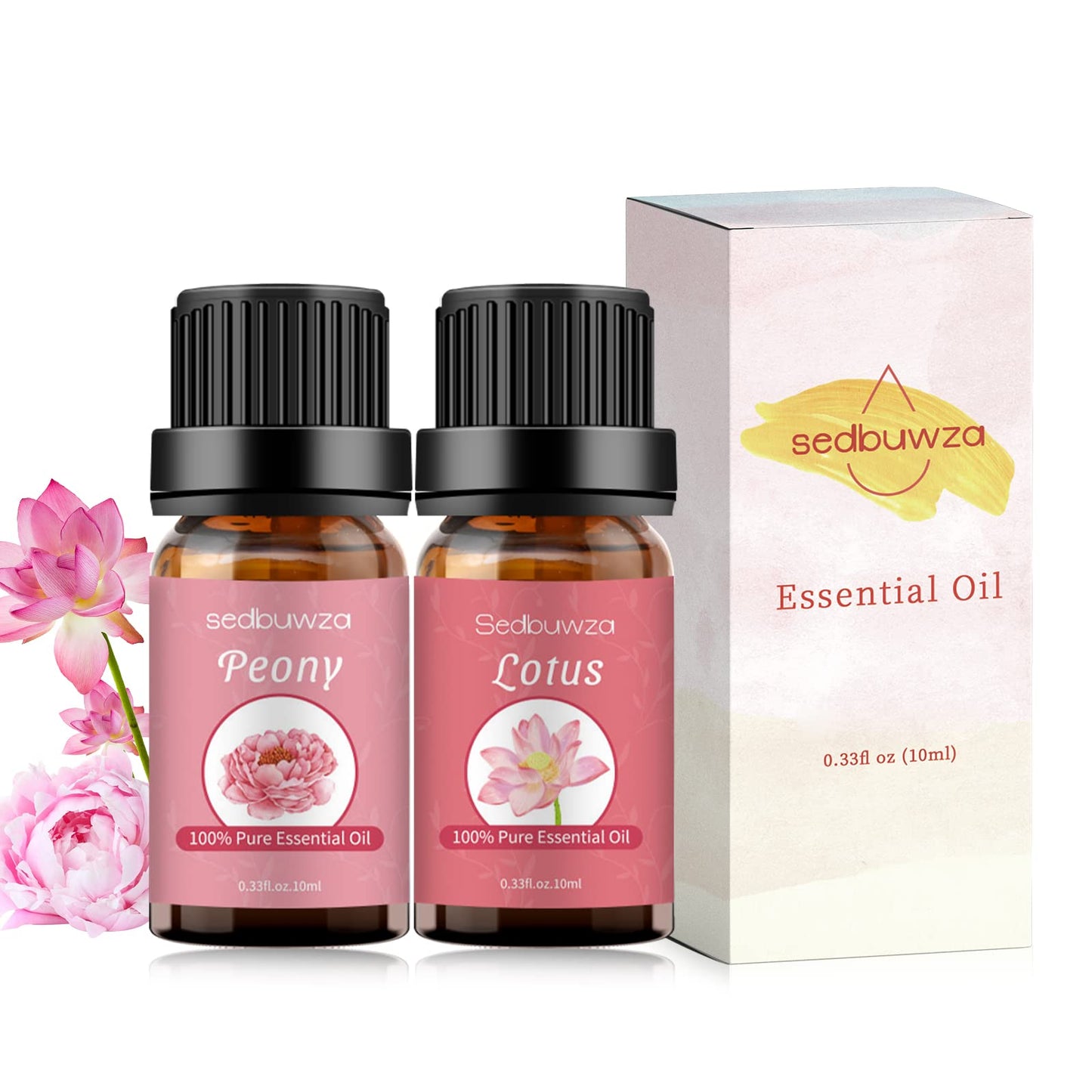 Sedbuwza Peony & Lotus Essential Oil Set โ 2 x 10 ml for Diffuser, Aromatherapy