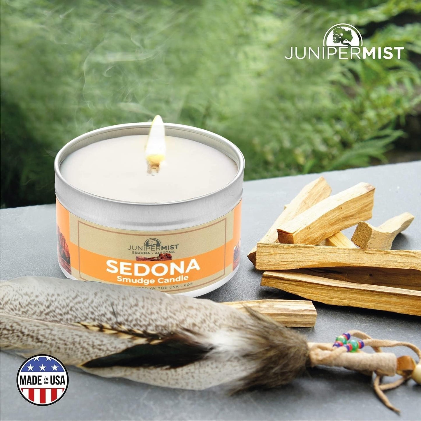 Sedona Smudge Candle (6oz) โ Awaken The Spirit, Energy Cleansing & Protection | Sage, Cedar & Sweetgrass โ Made in USA