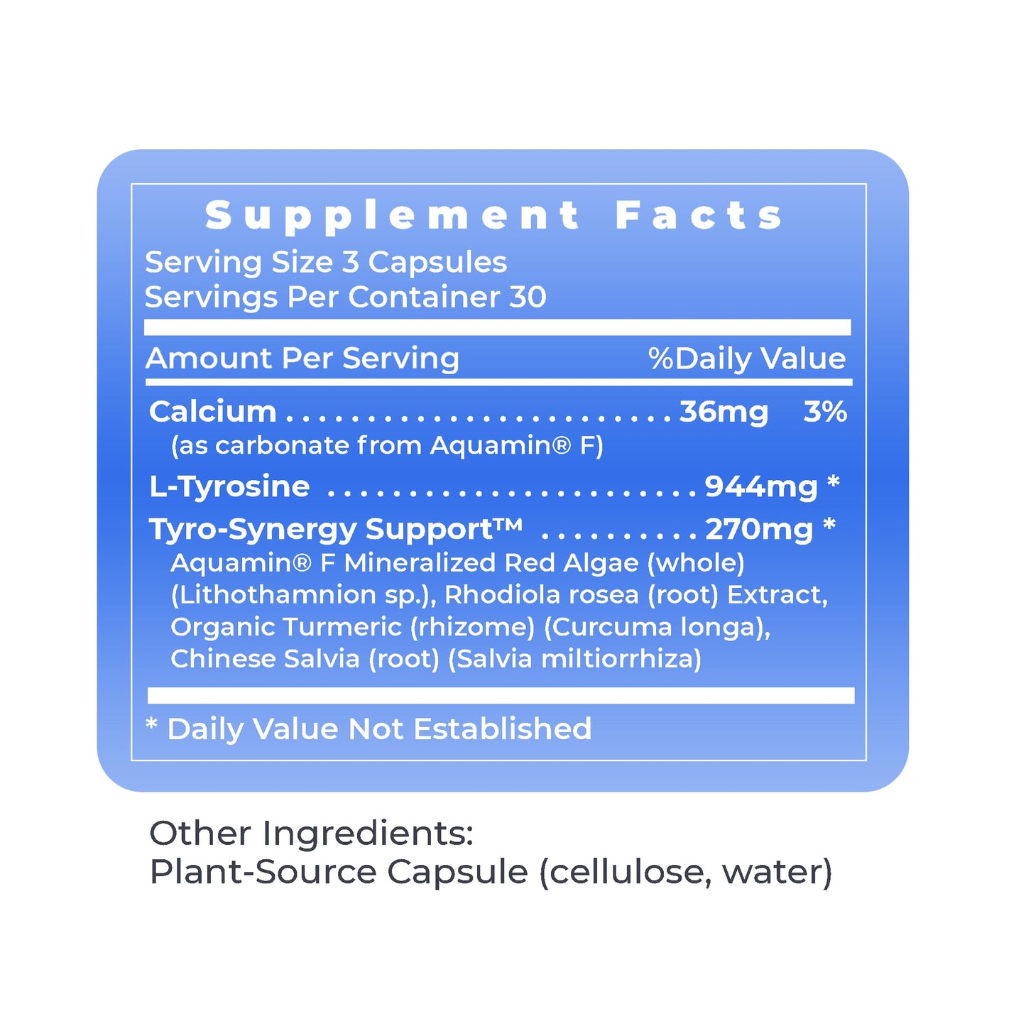 Premier Tyrosine Matrix β L-Tyrosine 944mg Capsules, 90 Vegetarian Capsules