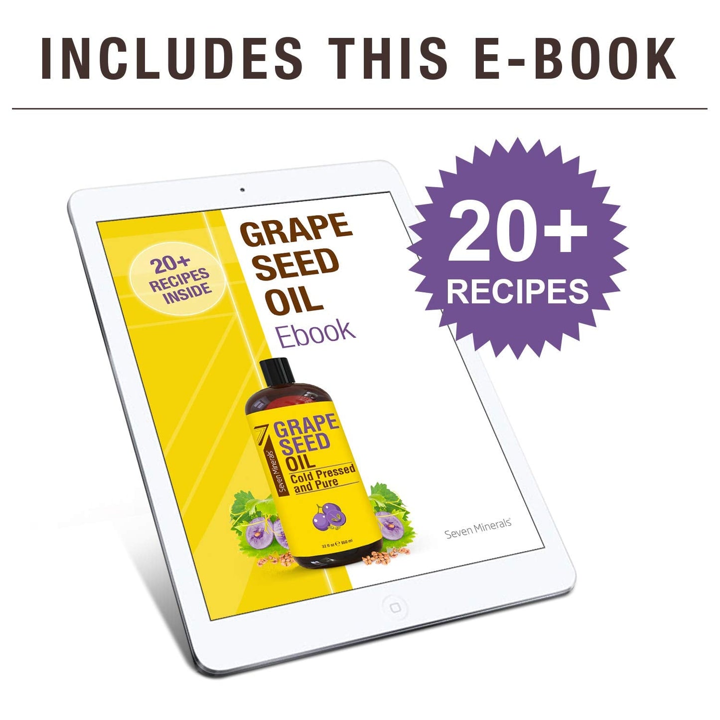 Seven Minerals Grapeseed Oil โ 32 oz Cold-Pressed, Non-GMO, Hexane-Free