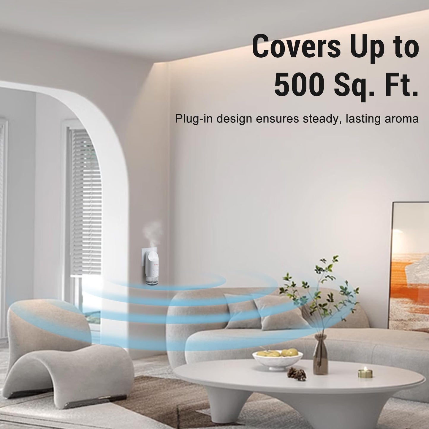 Shammgria 2025 Plug-in Waterless Diffuser โ Wall Mount, 500 Sq Ft, 160ml, White