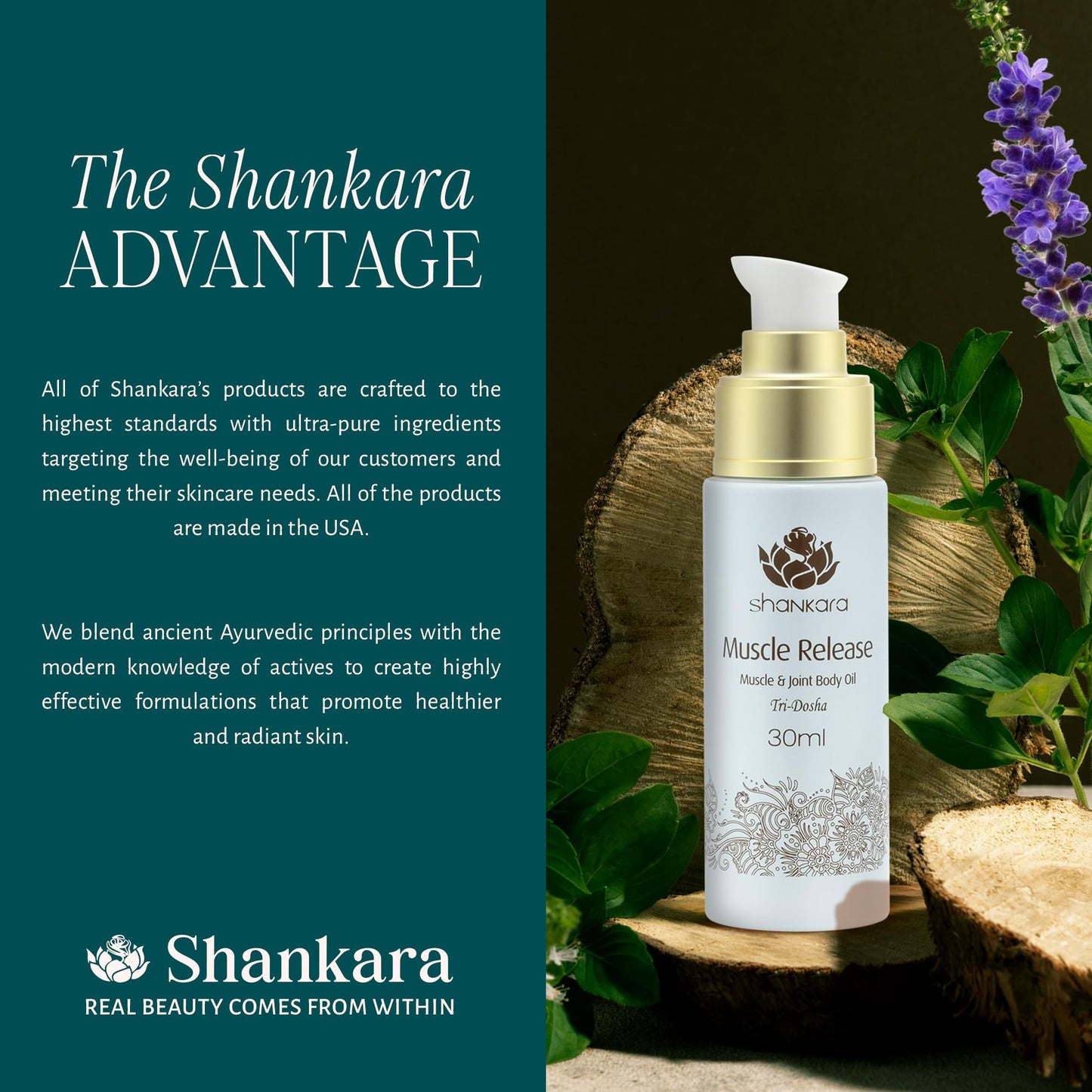 Shankara Body Massage Oil โ Muscle Relief with Lavender & Arnica (30ml)