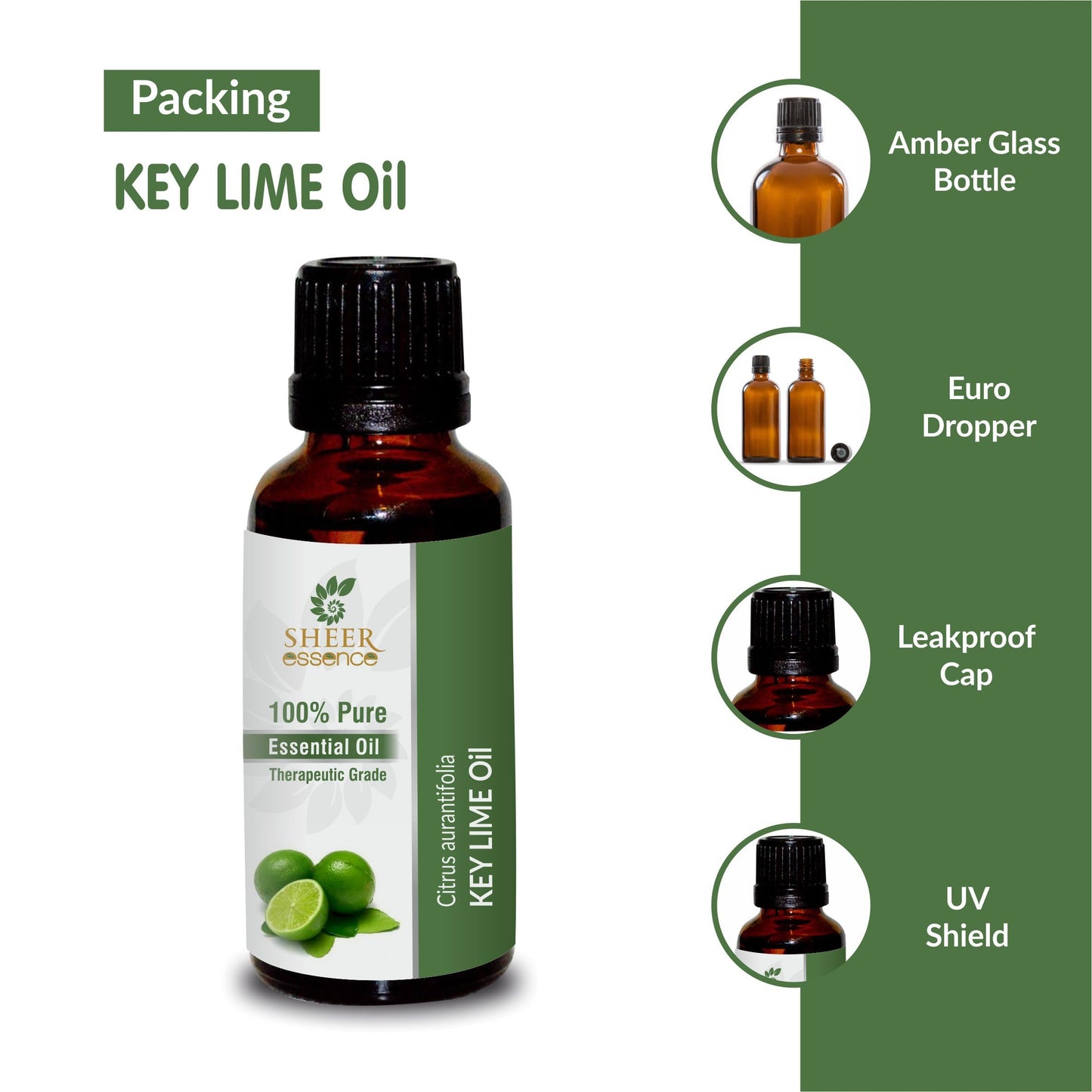 Sheer Essence Key Lime Oil 15 ML β 100% Pure Citrus Aurantifolia Essential Oil
