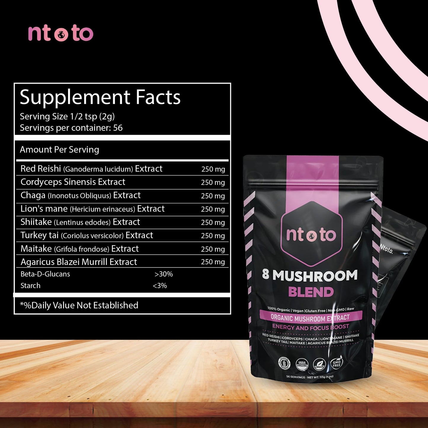 8 Mushroom Blend Organic Extract โ 8 oz | 8-in-1 Immunity, Focus & Energy (113 Servings)