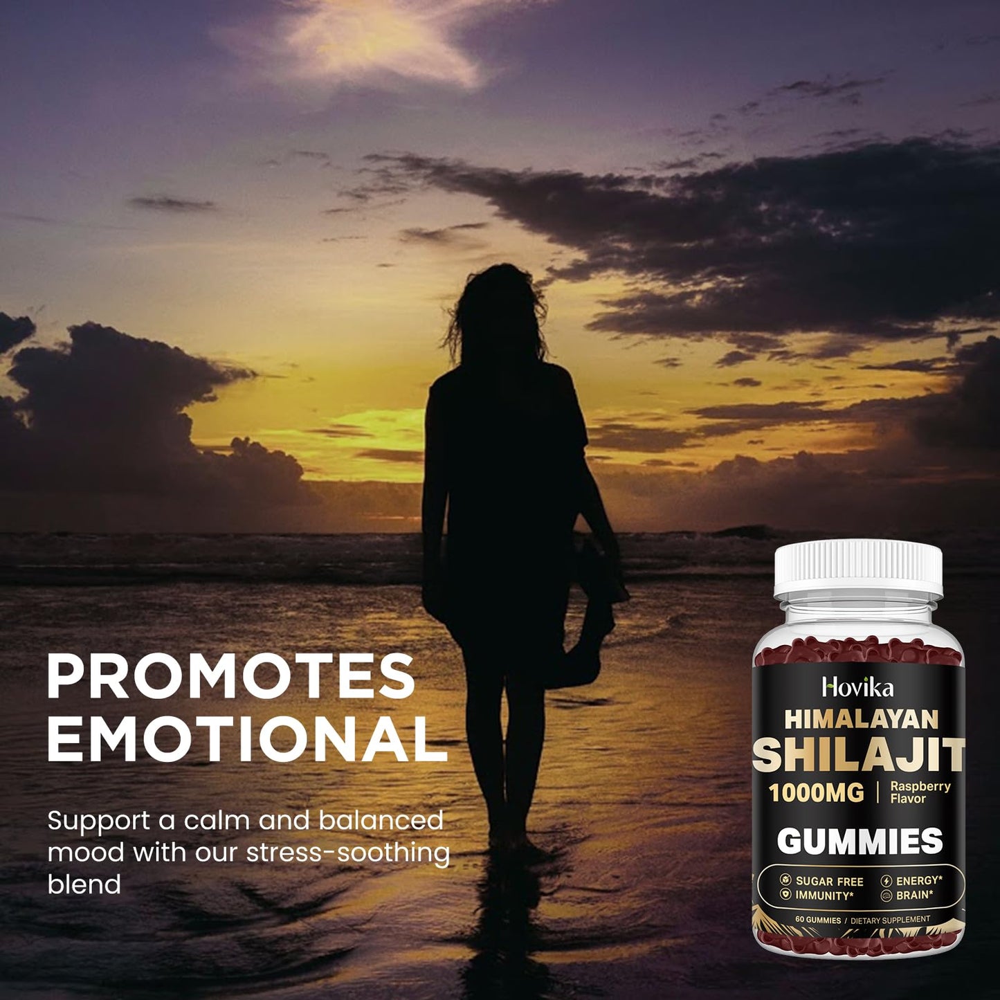 Shilajit Gummies 1000mg โ 85+ Trace Minerals | Ashwagandha, Turmeric, Black Pepper | Sugar Free Raspberry 60 Count