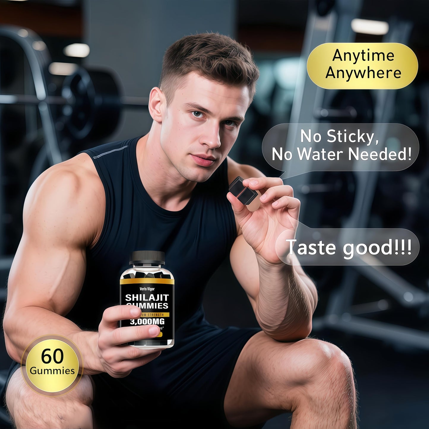 Shilajit Gummies 3000mg โ Himalayan Shilajit, Vegan, Energy