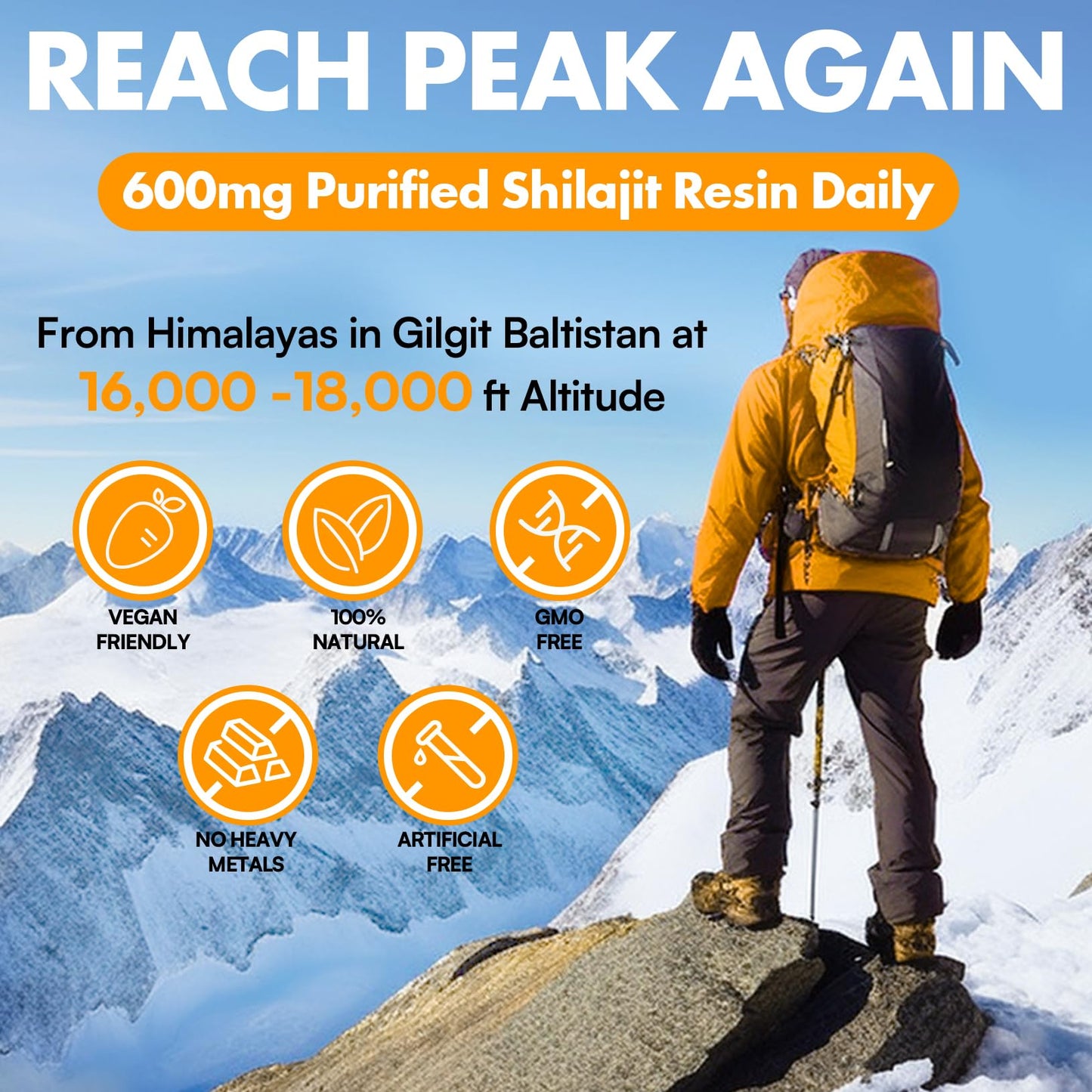Shilajit Resin 600mg Gold Grade โ 85+ Minerals, Fulvic & Humic Acids, 50 Servings
