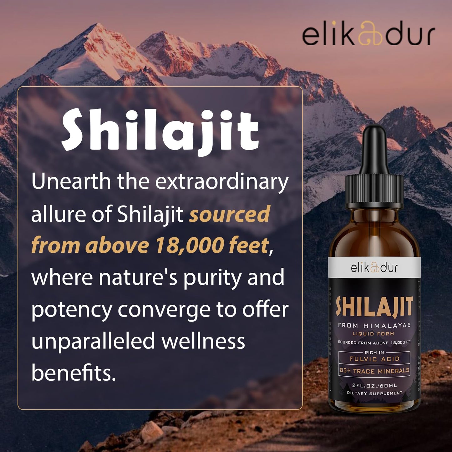 Shilajit Resin Organic Liquid โ 60 ml, 85+ Minerals, Vegan