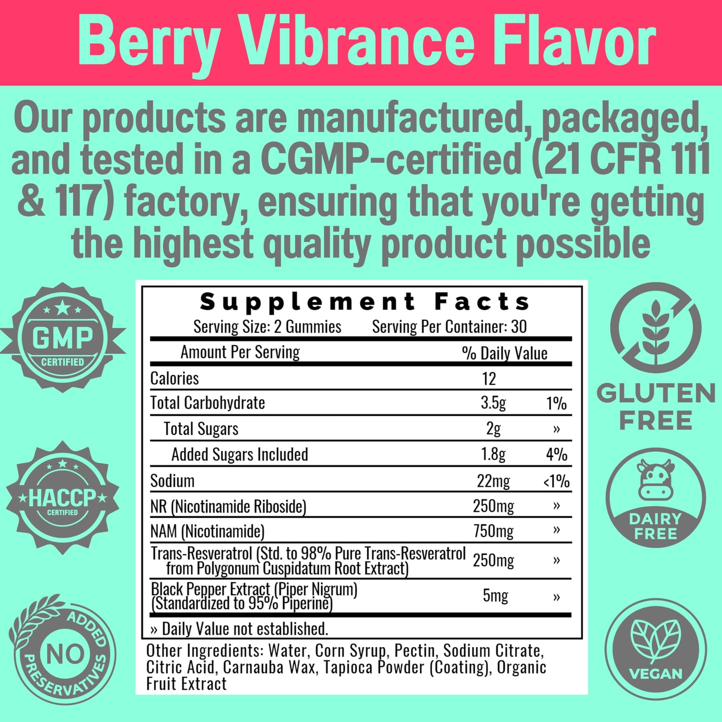 SHIZAM Nicotinamide Riboside NR NAM Resveratrol Gummies โ NAD+ Boost (1000mg) with Niacinamide B3