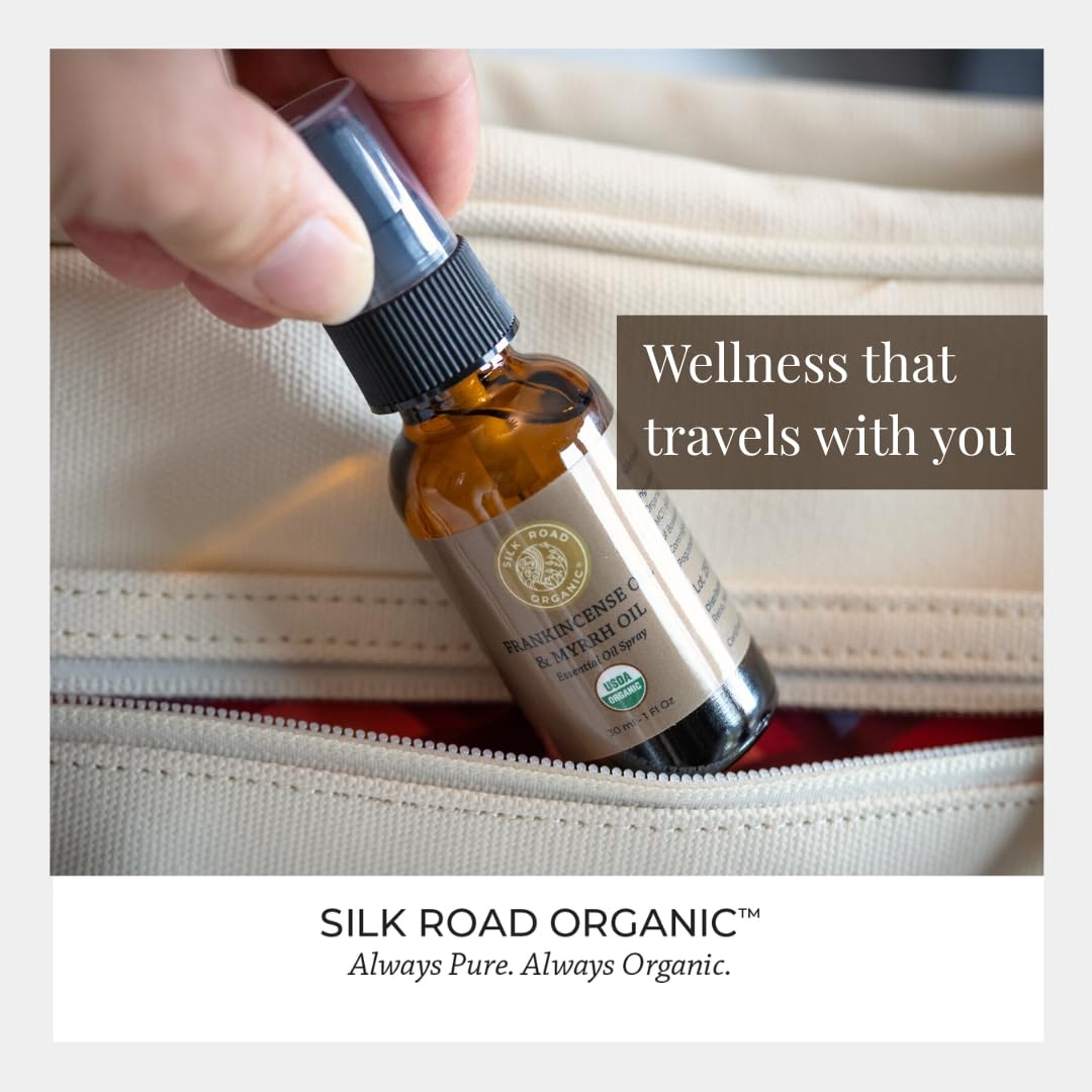 Silk Road Frankincense & Myrrh Essential Oil Spray โ 1 oz, 100% Pure, USDA Organic