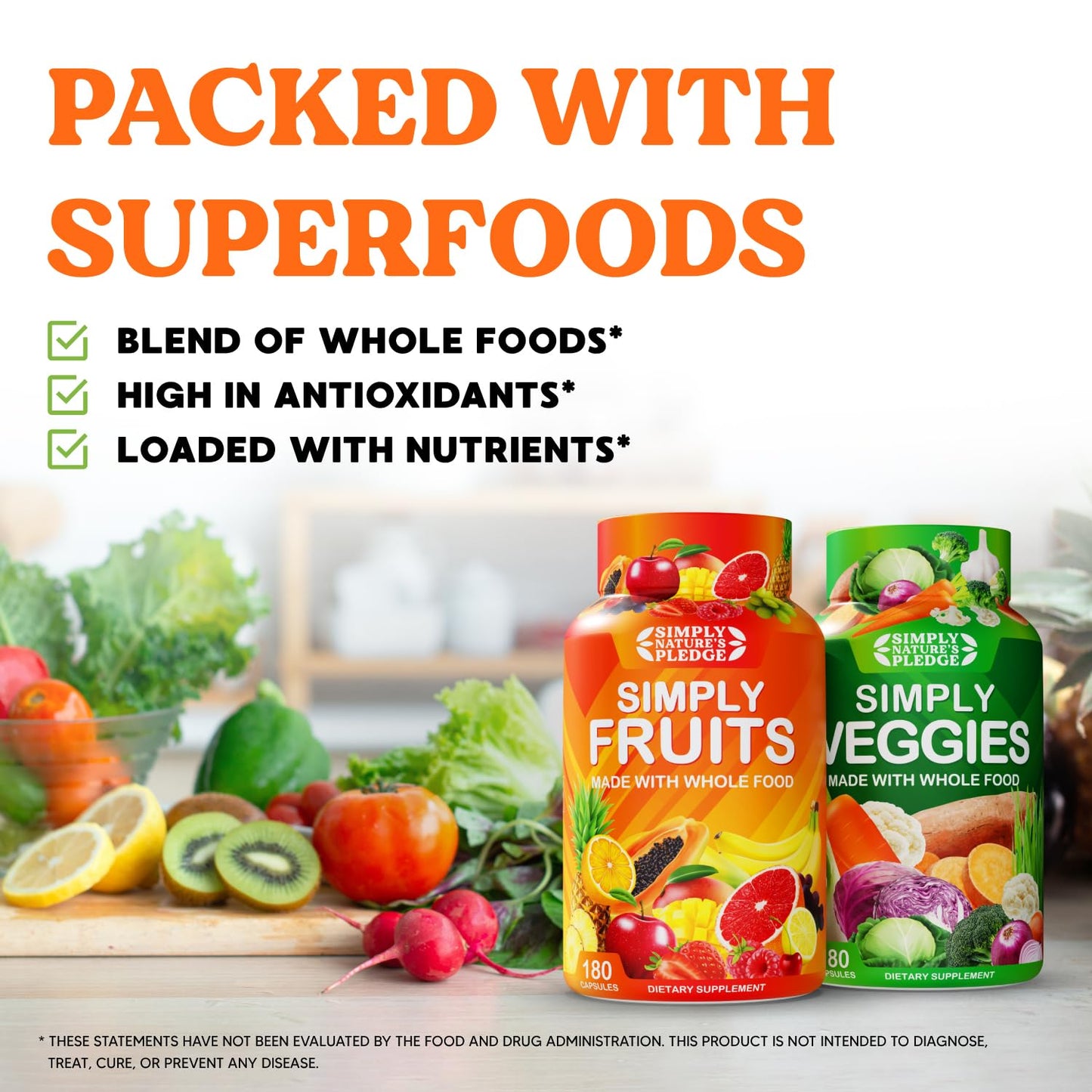 Simply Nature's Pledge: 42 Fruits & Veggies, Aloe Vera, Soy Free โ 2 Month Supply (180 Count, Pack of 2)