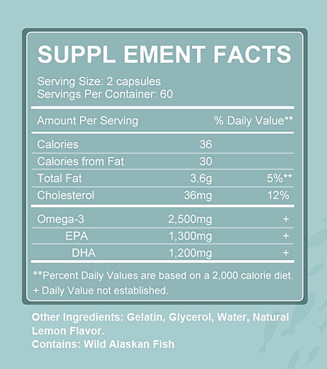 Triple Strength Wild Alaskan Omega-3 2500mg + EPA 1300mg + DHA 1200mg โ 120 Softgels, 60 Day Heart & Joint Health Supplement