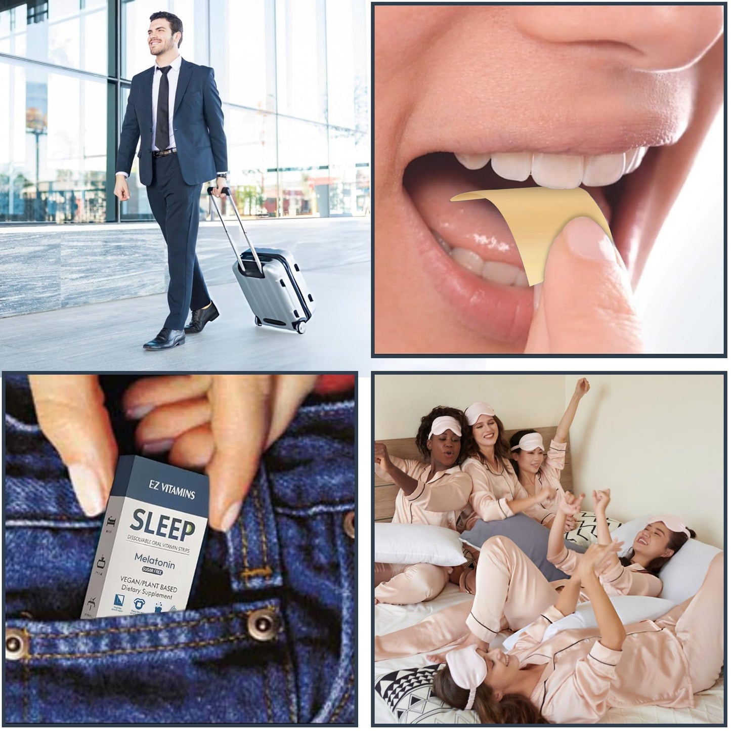 Dissolvable Oral Sleep Strips โ 5mg Melatonin, Valerian, L-Theanine, Vitamin D3 | Mint 30ct