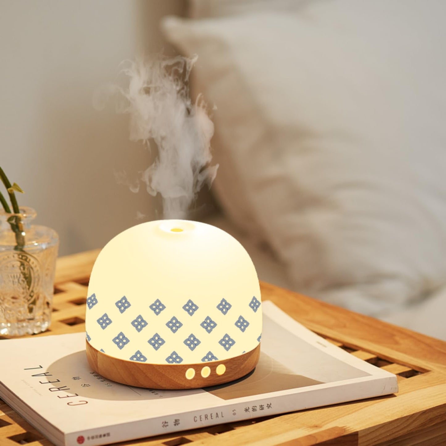 SLMIRACLE Luxurious Ceramic Diffuser 300ml β Blue & White Porcelain Pattern, Ultrasonic Mist