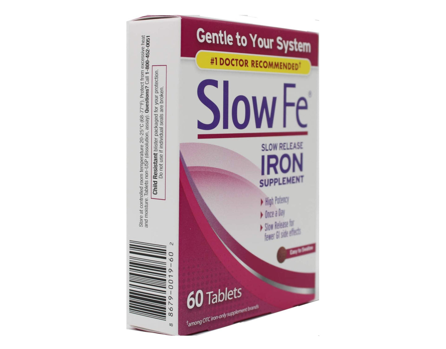 Slow Fe High Potency Iron 45 mg, Slow Release โ 60 Tablets (Pack of 2) | Iron Supplement