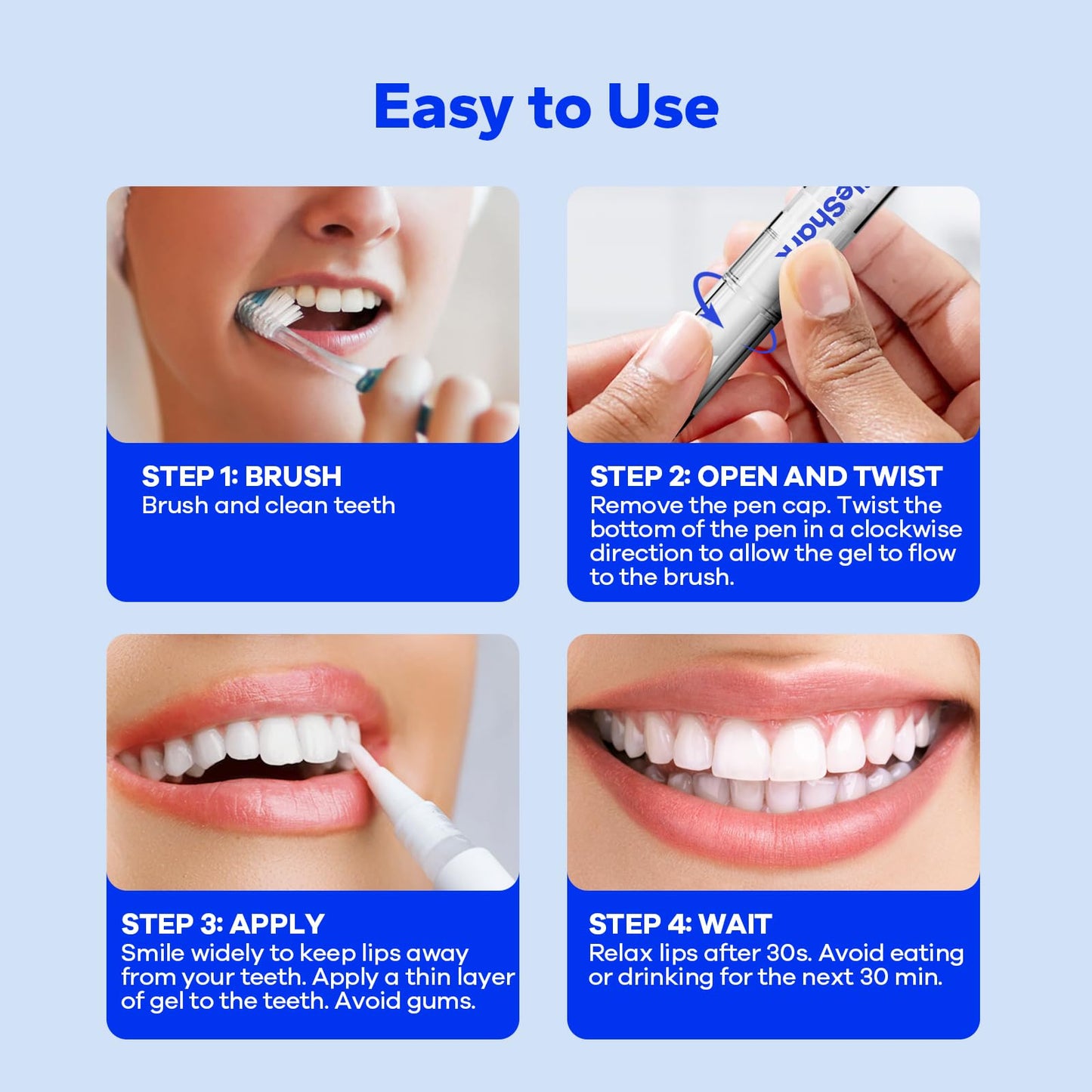 SmileShark Premium Teeth Whitening Pens (4 Count) β Sensitive-Free, Professional-Strength, On-The-Go