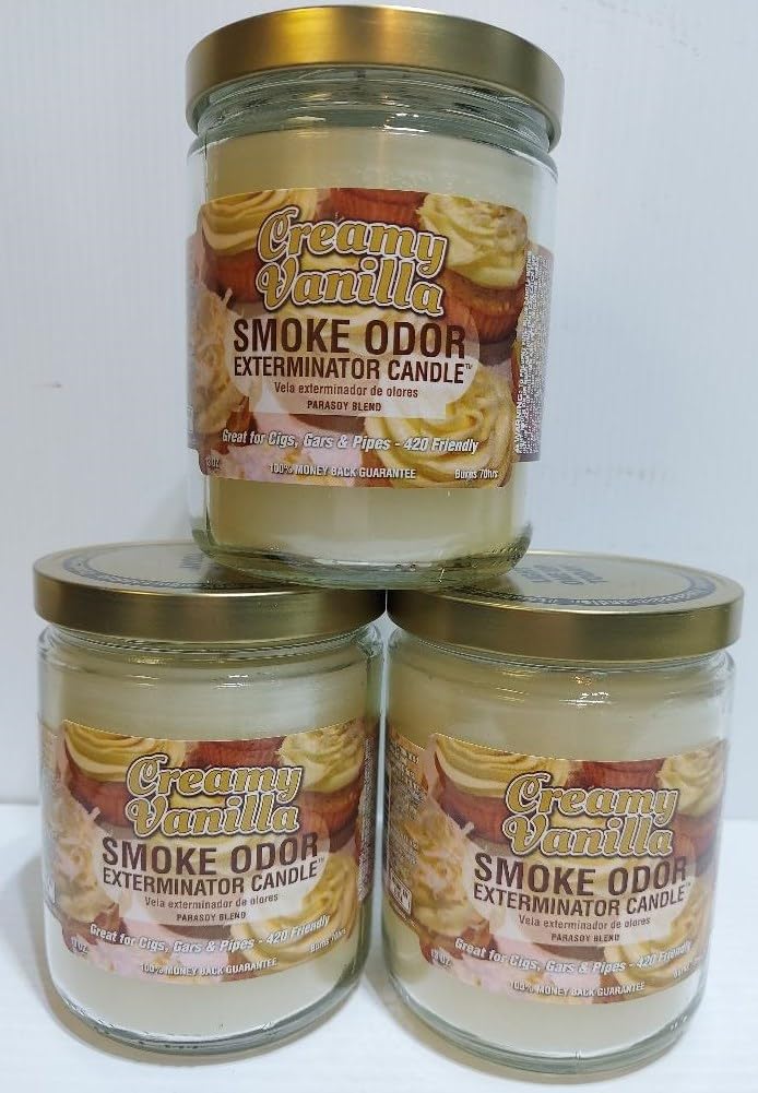 Smoke Odor Exterminator 13oz Jar Candles โ Creamy Vanilla (Set of 3)