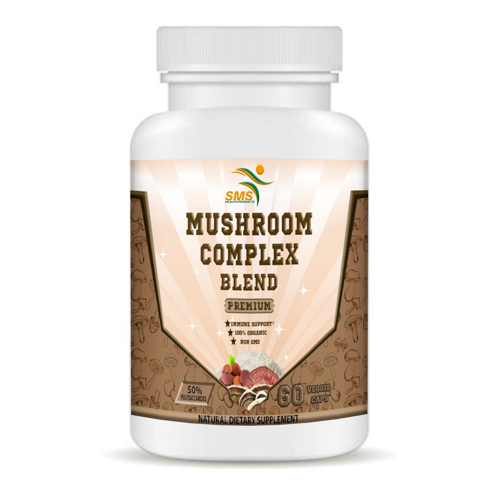 SMSHEALTH Mushroom Capsules - 50% Polysaccharides, 2000mg Daily โ Lion's Mane, Reishi, Turkey Tail
