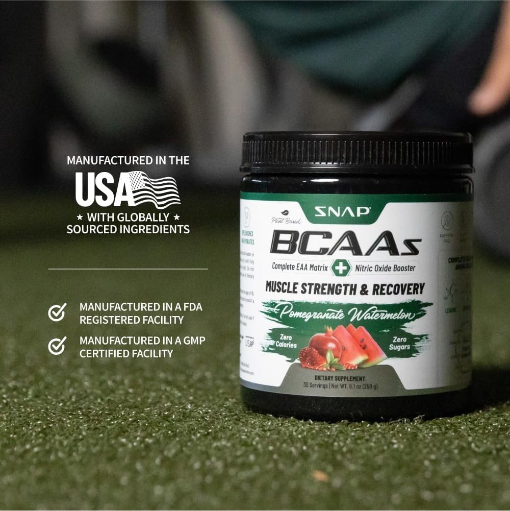 Snap BCAA Powder โ Essential Amino Energy, Nitric Oxide Booster, Watermelon (30 Servings)