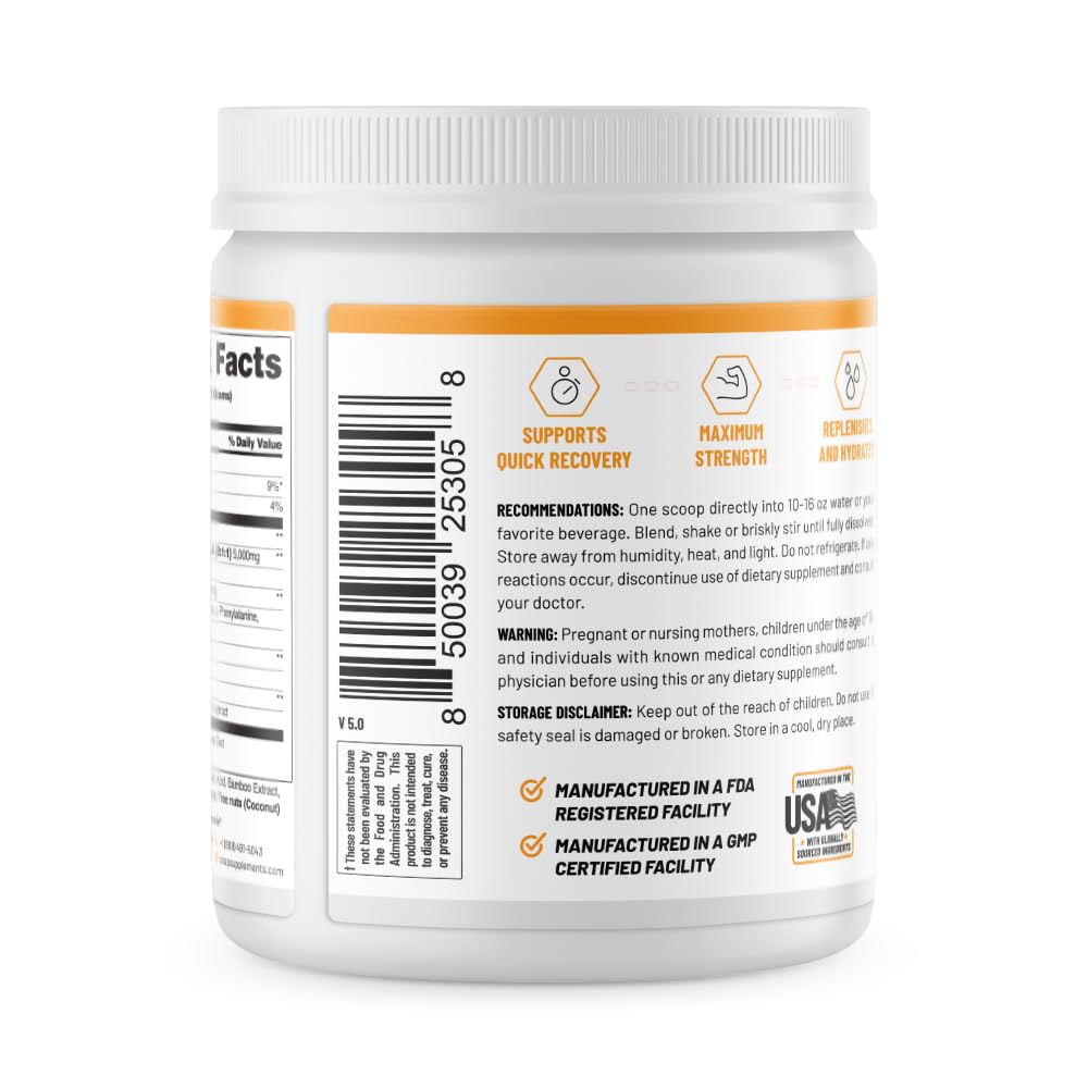 Snap Supplements Plant-Based BCAA Powder + Nitric Oxide Booster โ 30 Servings