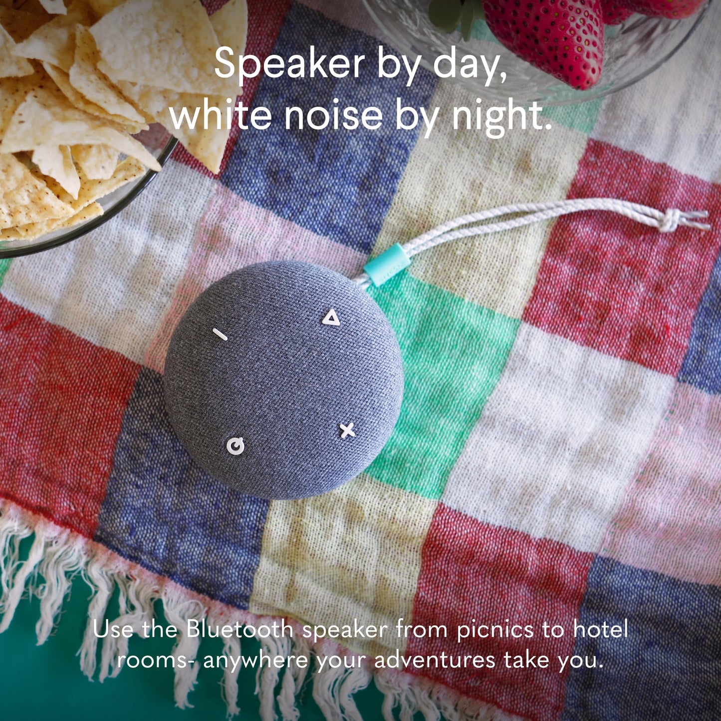 SNOOZ Go Portable Travel Sound Machine โ 6 Sounds, Bluetooth Speaker, 20h Battery, Charcoal
