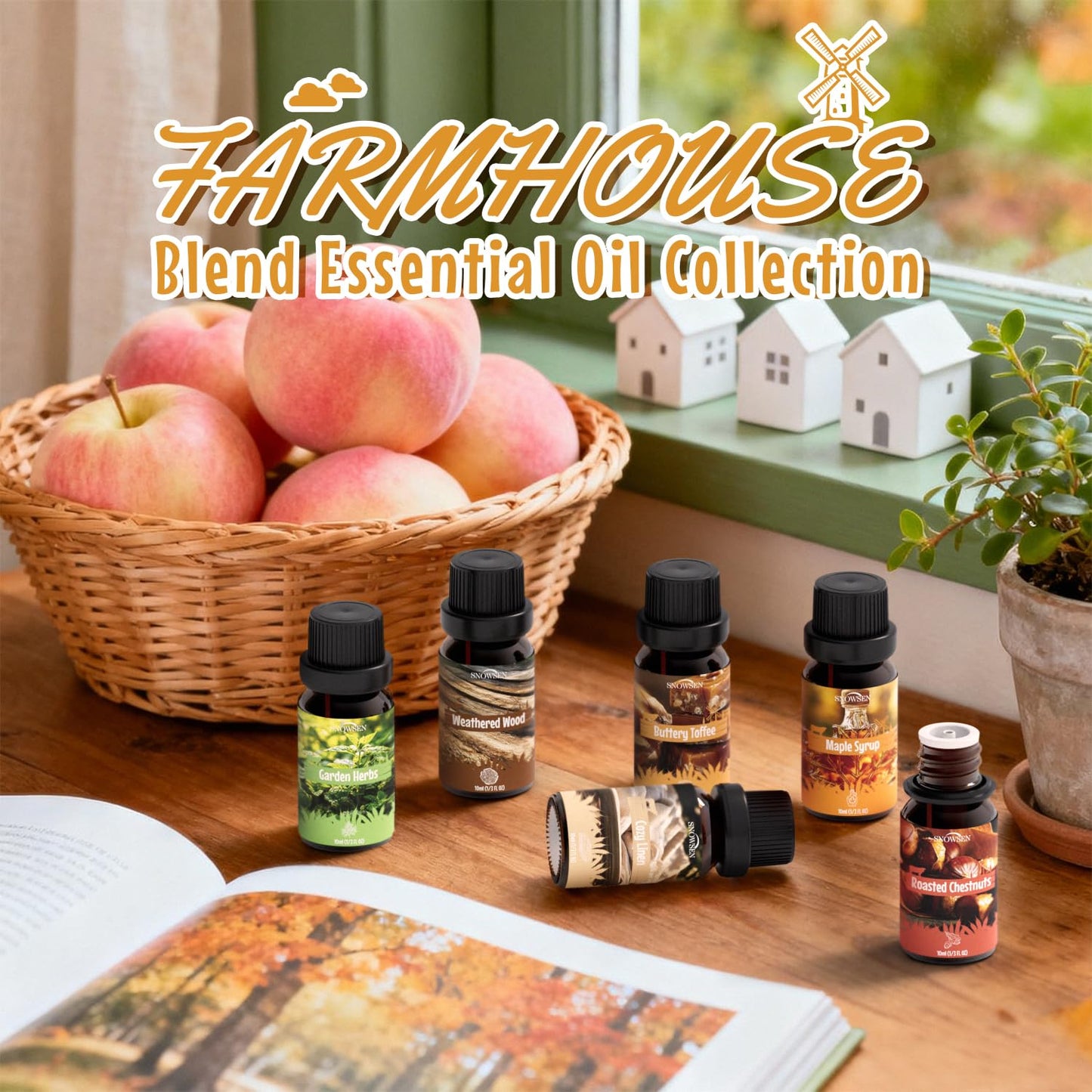 SNOWSEN Farmhouse Diffuser Oil Set โ Essential Oils for Diffusers, 6x10ml