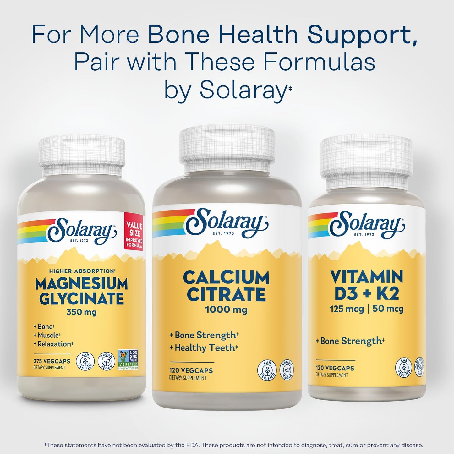 Solaray Calcium Citrate 1000mg โ Chelated Calcium for Bone Health | Vegan