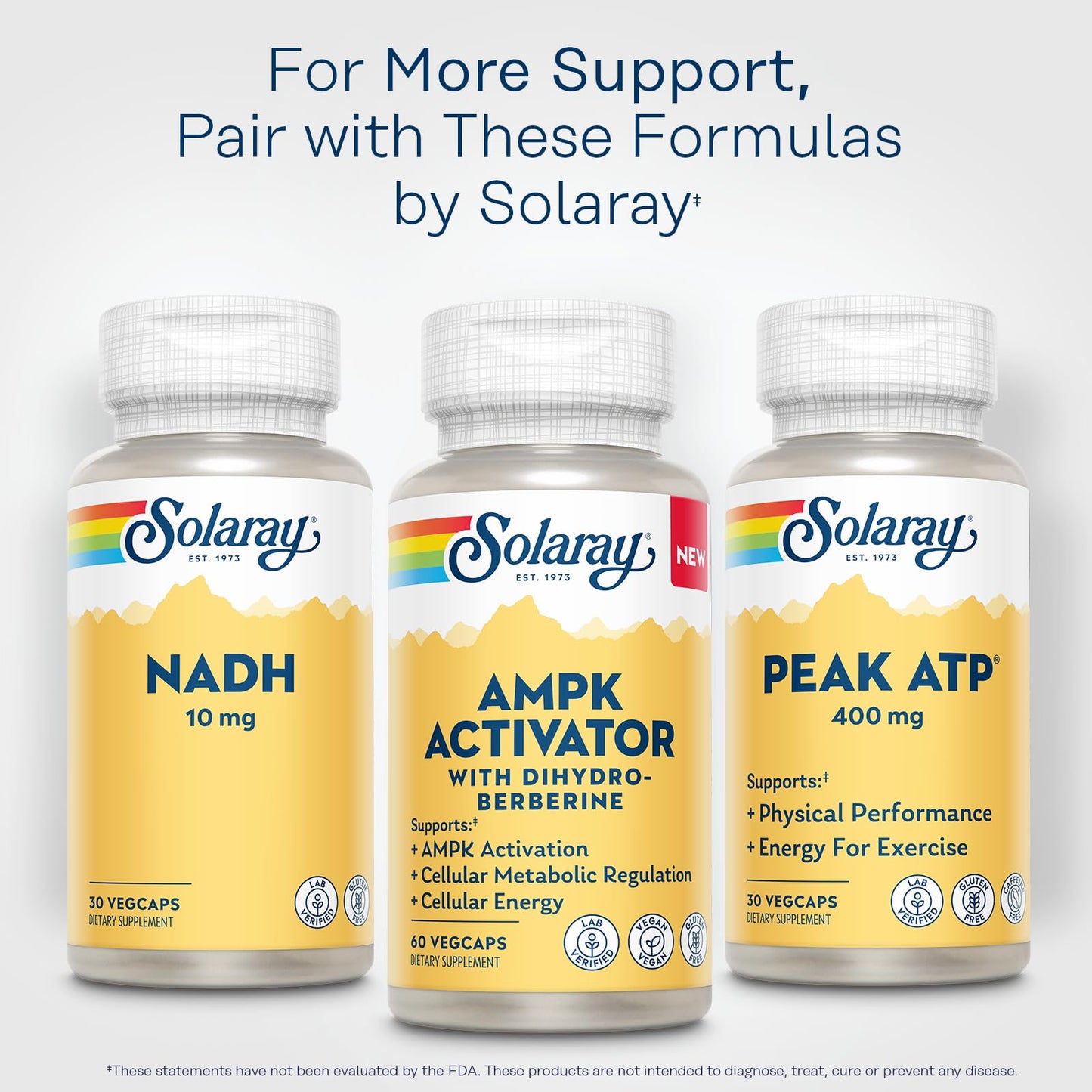 Solaray AMPK Activator Plus Dihydroberberine β Clinically Backed Ingredient β Advanced Berberine Supplement β Cellular Energy and Metabolism Support β 60-Day Guarantee β 60 VegCaps