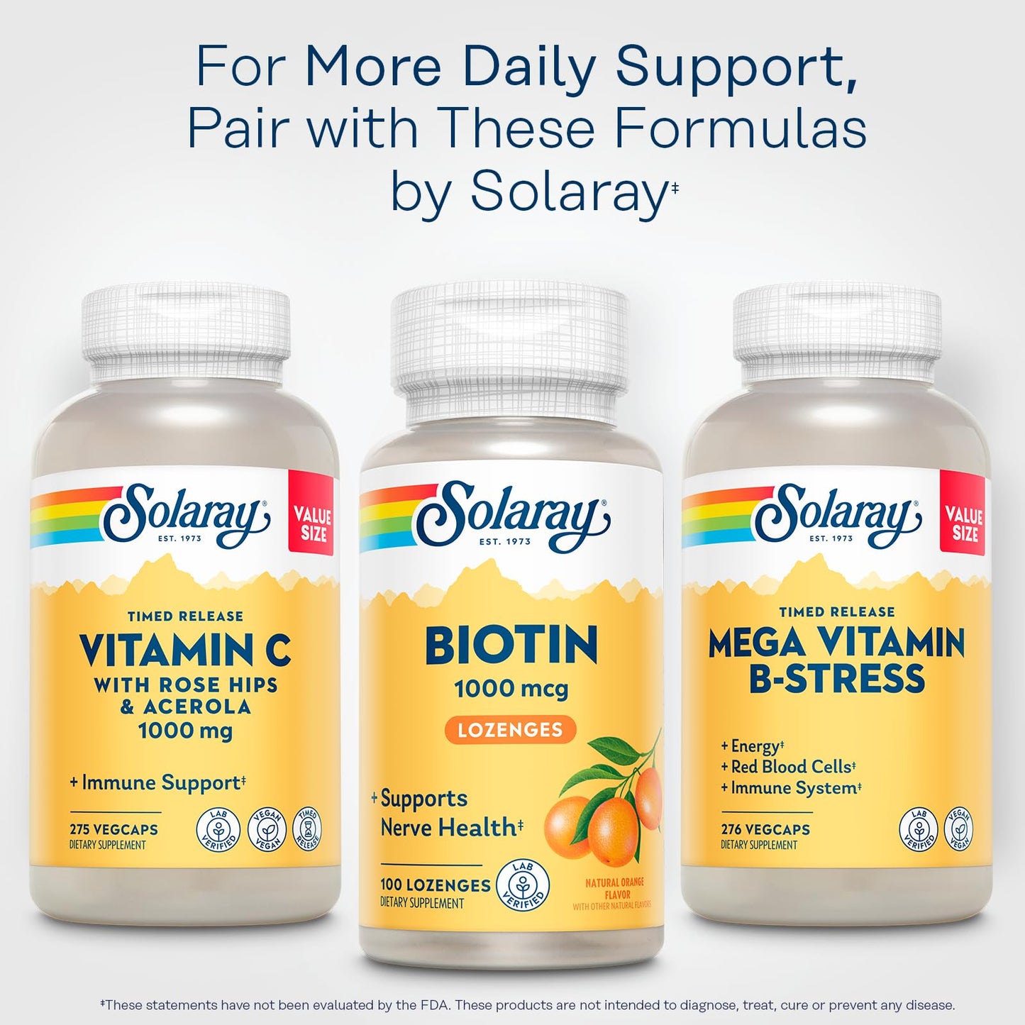 SOLARAY Biotin 1000mcg Lozenges β Vitamin B7 with Vitamin A, Orange Flavor | 60-Day Guarantee, 100 Servings